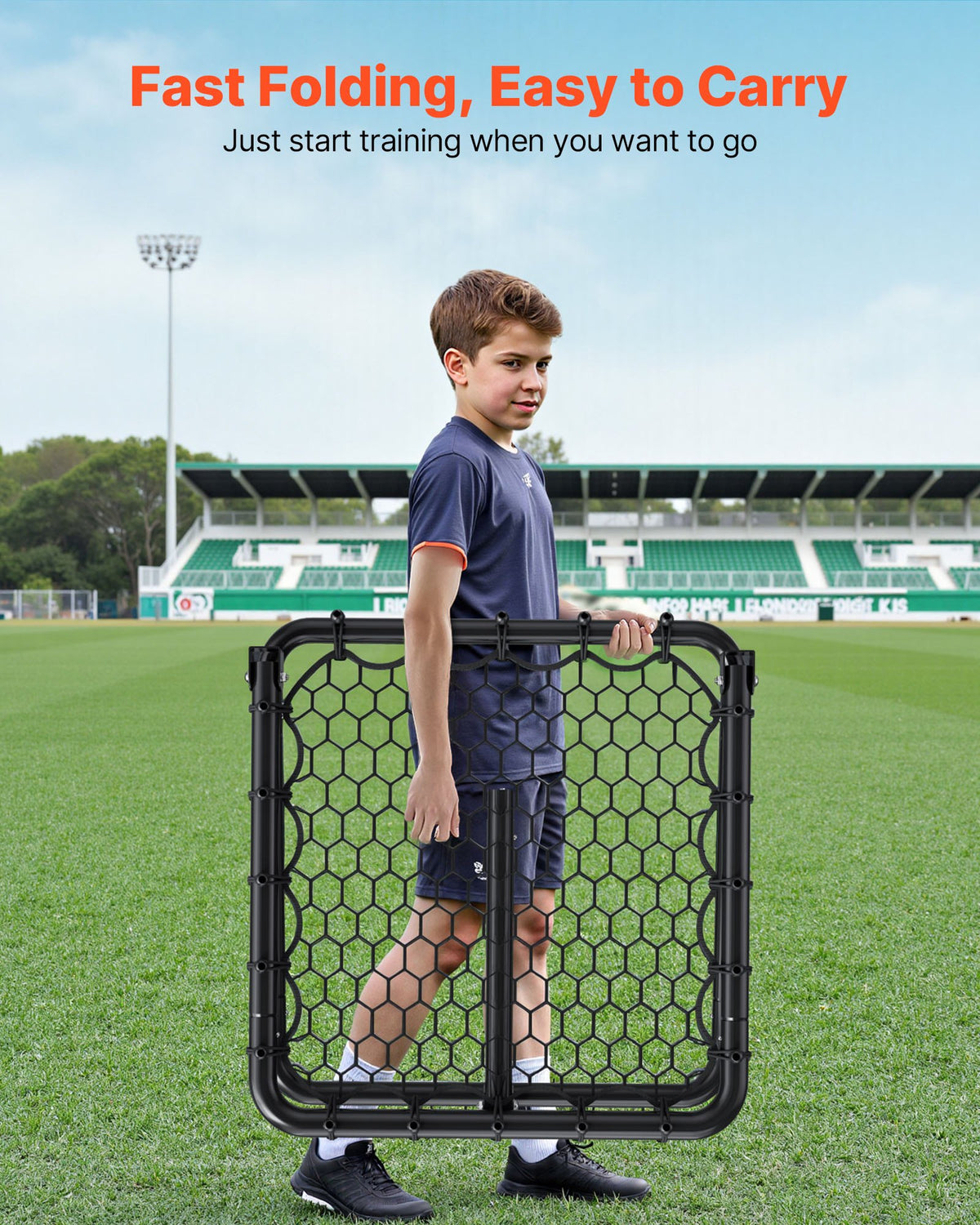 Soccer Rebounder Net 34x34in Portable Football Training Adjustable Angles
