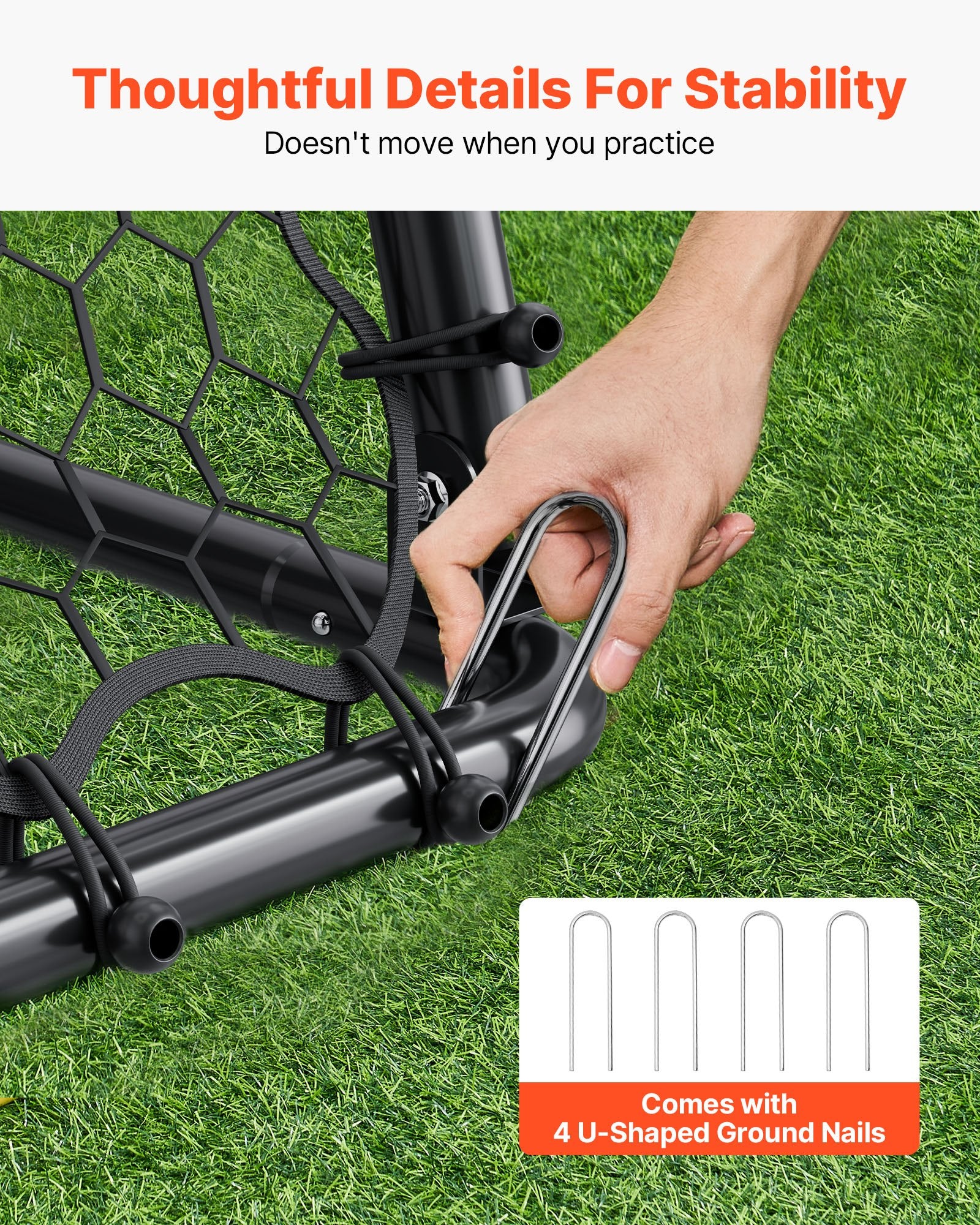 Soccer Rebounder Net 34x34in Portable Football Training Adjustable Angles