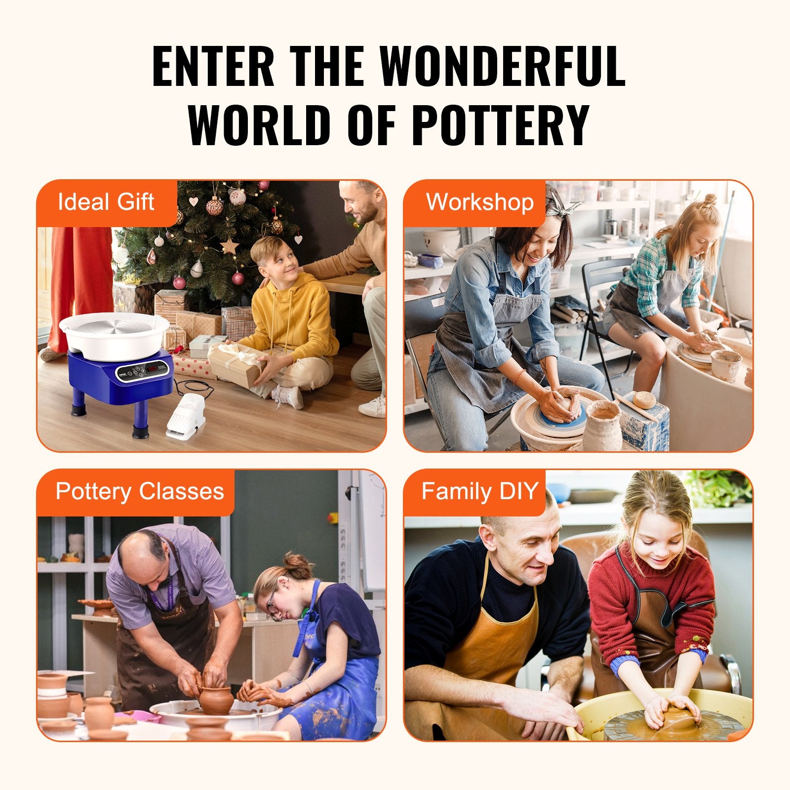Pottery Wheel 10 Inch 350W Electric, Direct Drive with Foot Pedal, 3 Legs, Blue