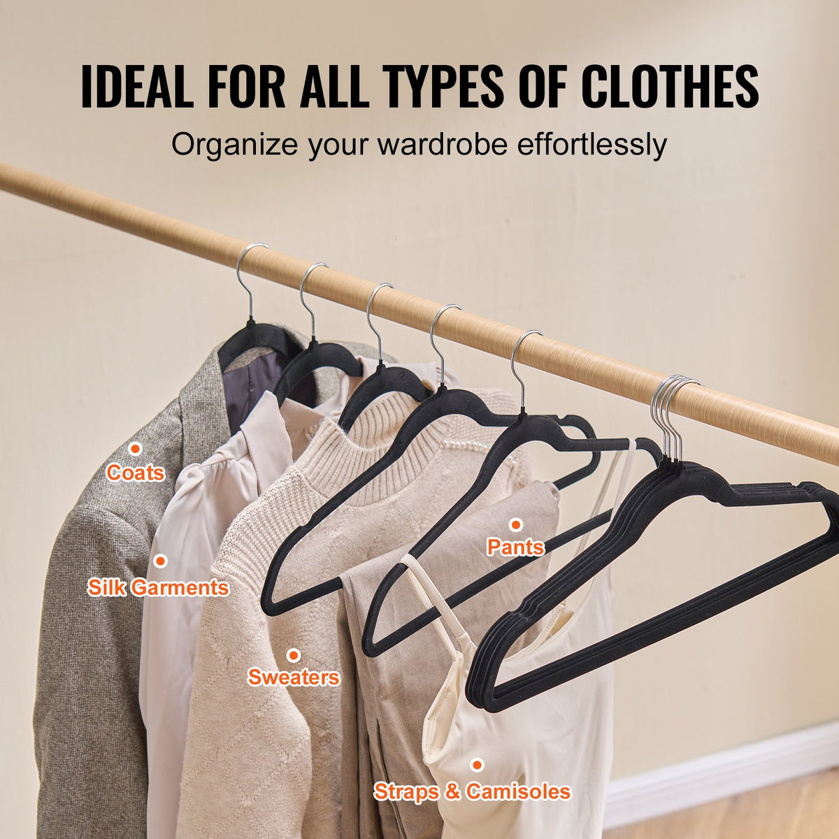 Hangers 50 Pack, 11lbs Load-Bearing Black Velvet, Non-Slip Space Saving Design