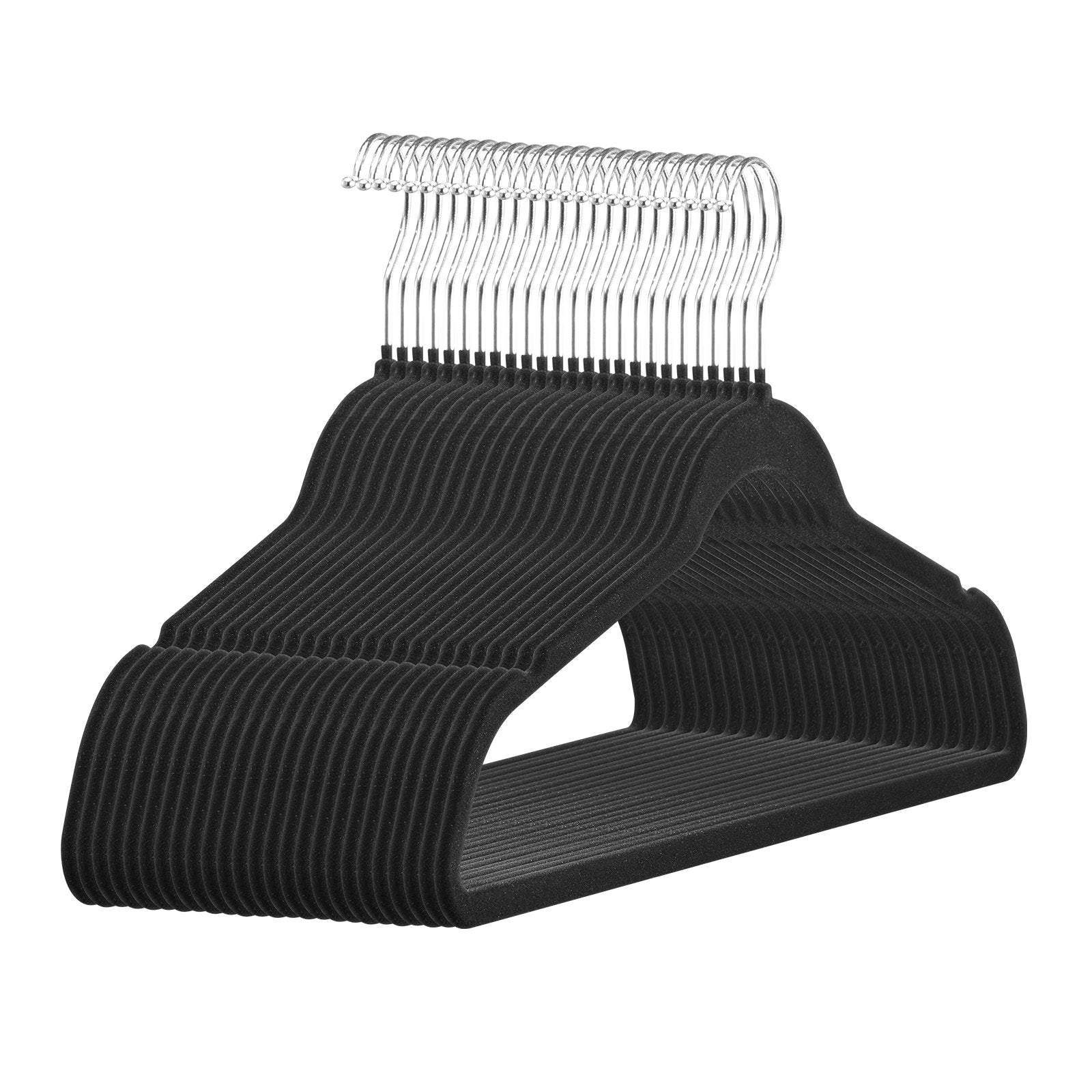Hangers 50 Pack, 11lbs Load-Bearing Black Velvet, Non-Slip Space Saving Design