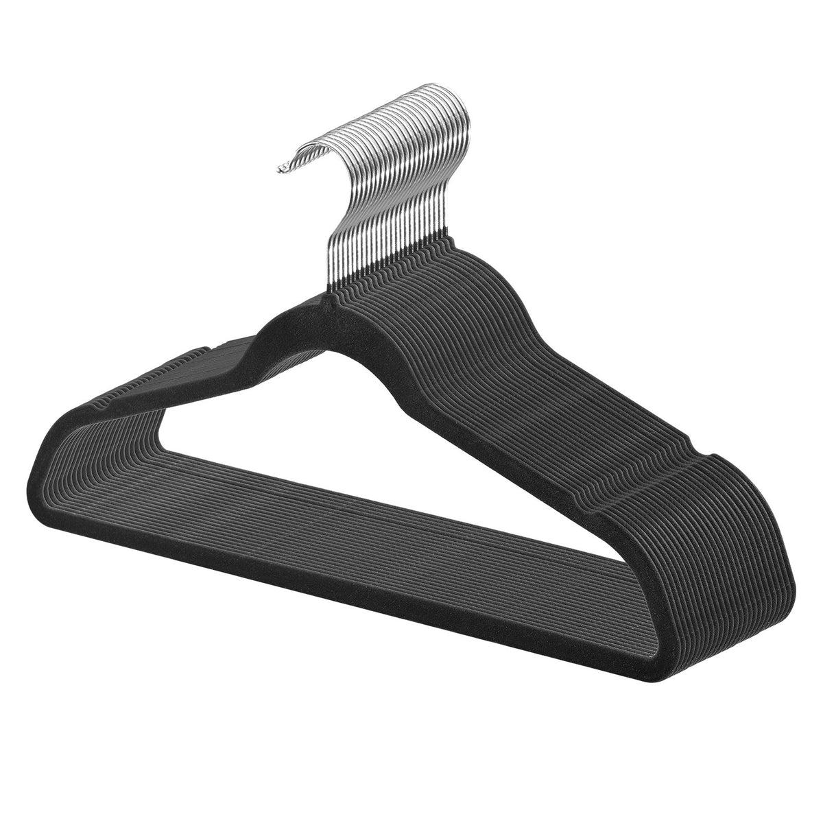 Hangers 50 Pack, 11lbs Load-Bearing Black Velvet, Non-Slip Space Saving Design