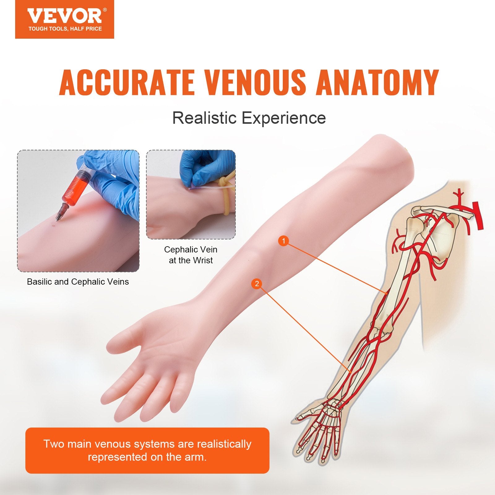 IV Venipuncture Practice Kit Simulation Arm Carry Bag Nurses Students Pros