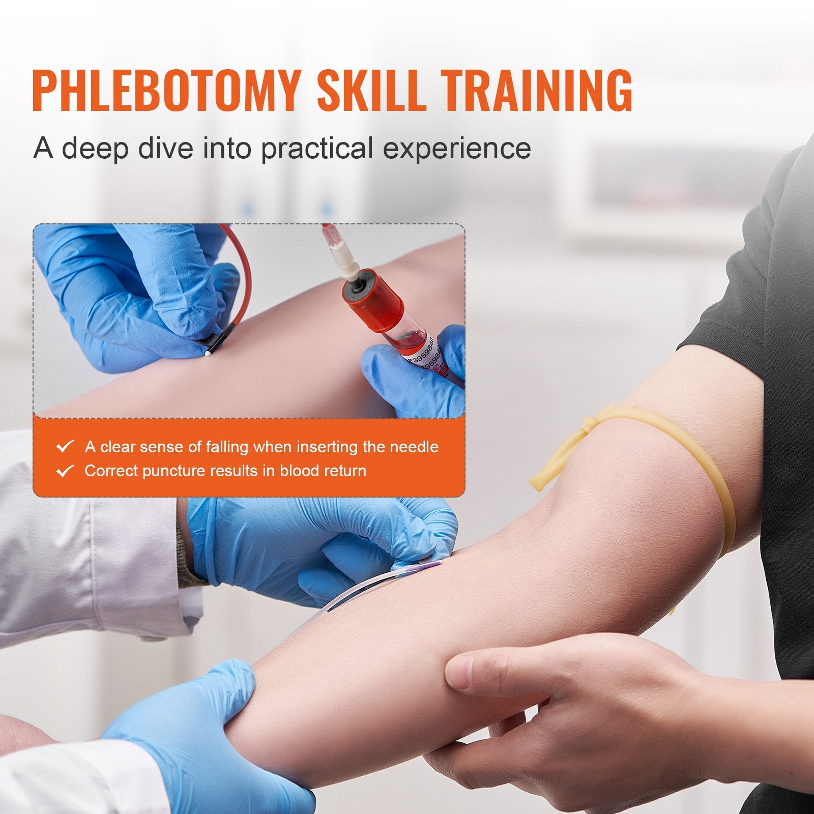 IV Venipuncture Practice Kit Simulation Arm Carry Bag Nurses Students Pros
