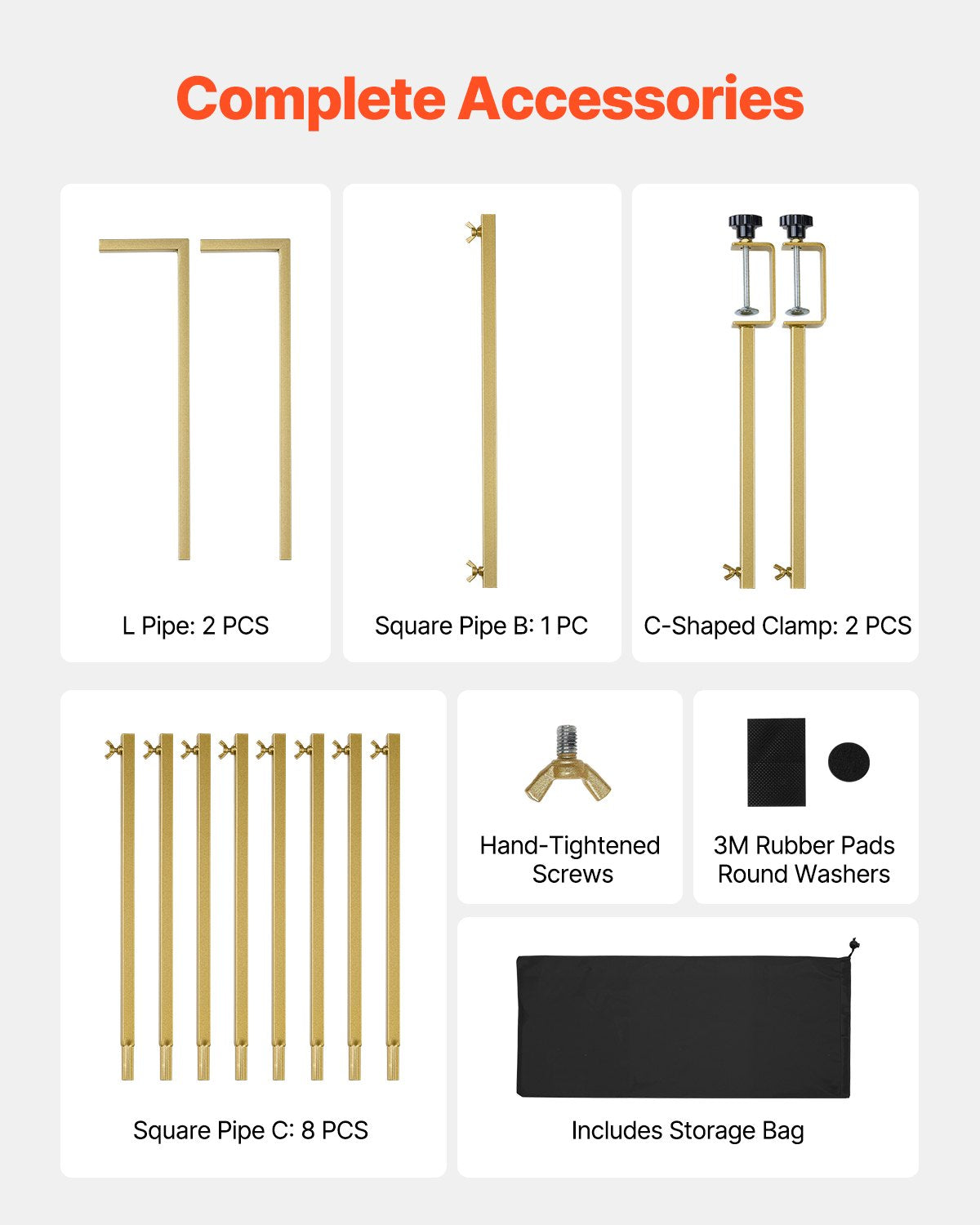 Over Table Rod Stand with Clamps 13"-42" Tall 28"-98" Adjustable Gold Frame