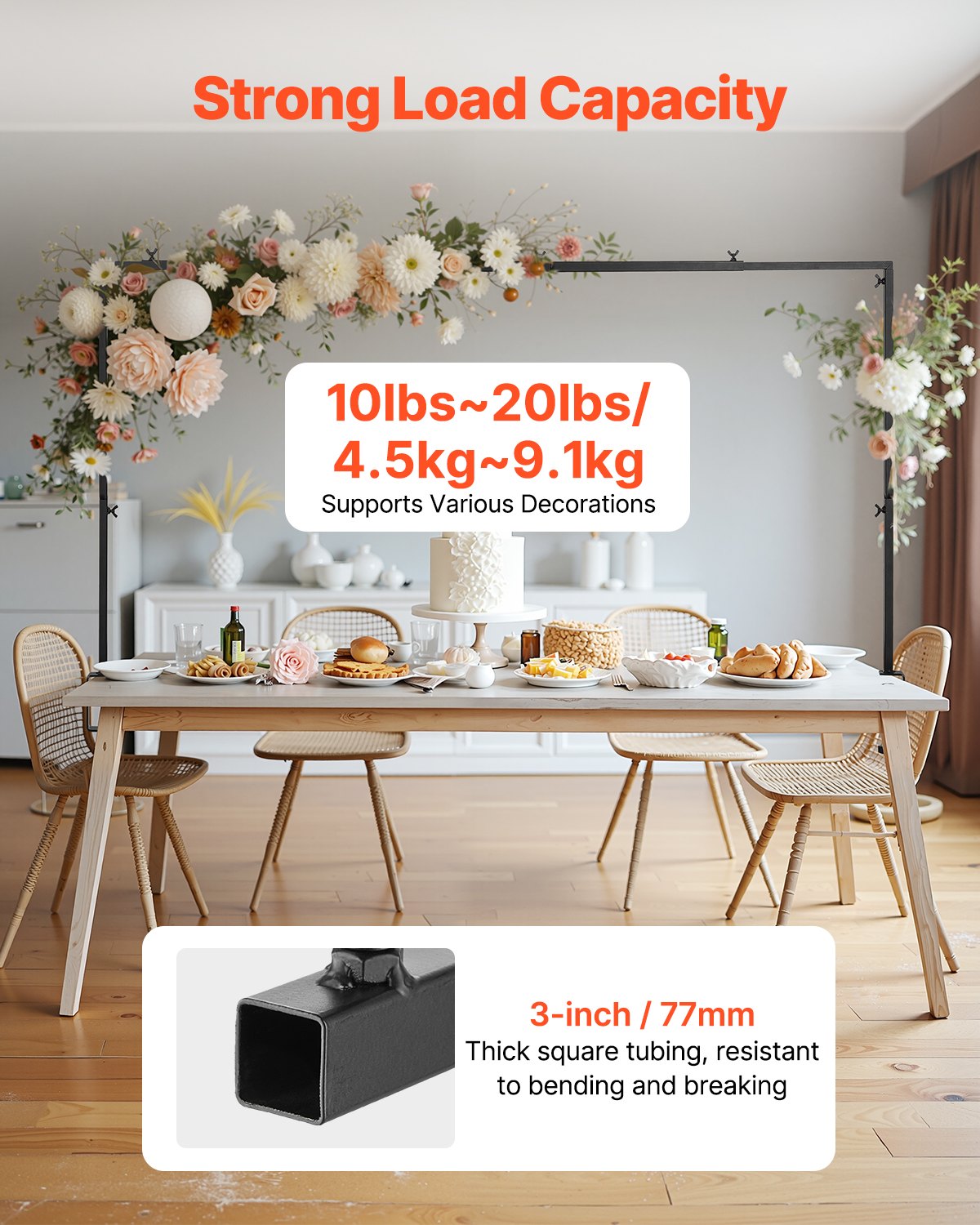 Over Table Rod Stand with Clamps 13"-42" Tall 28"-98" Adjustable 2-Pack Black