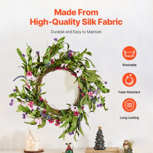 VEVOR Artificial Decorative Wreath 55.88 cm Daisies Buds for Home Decor