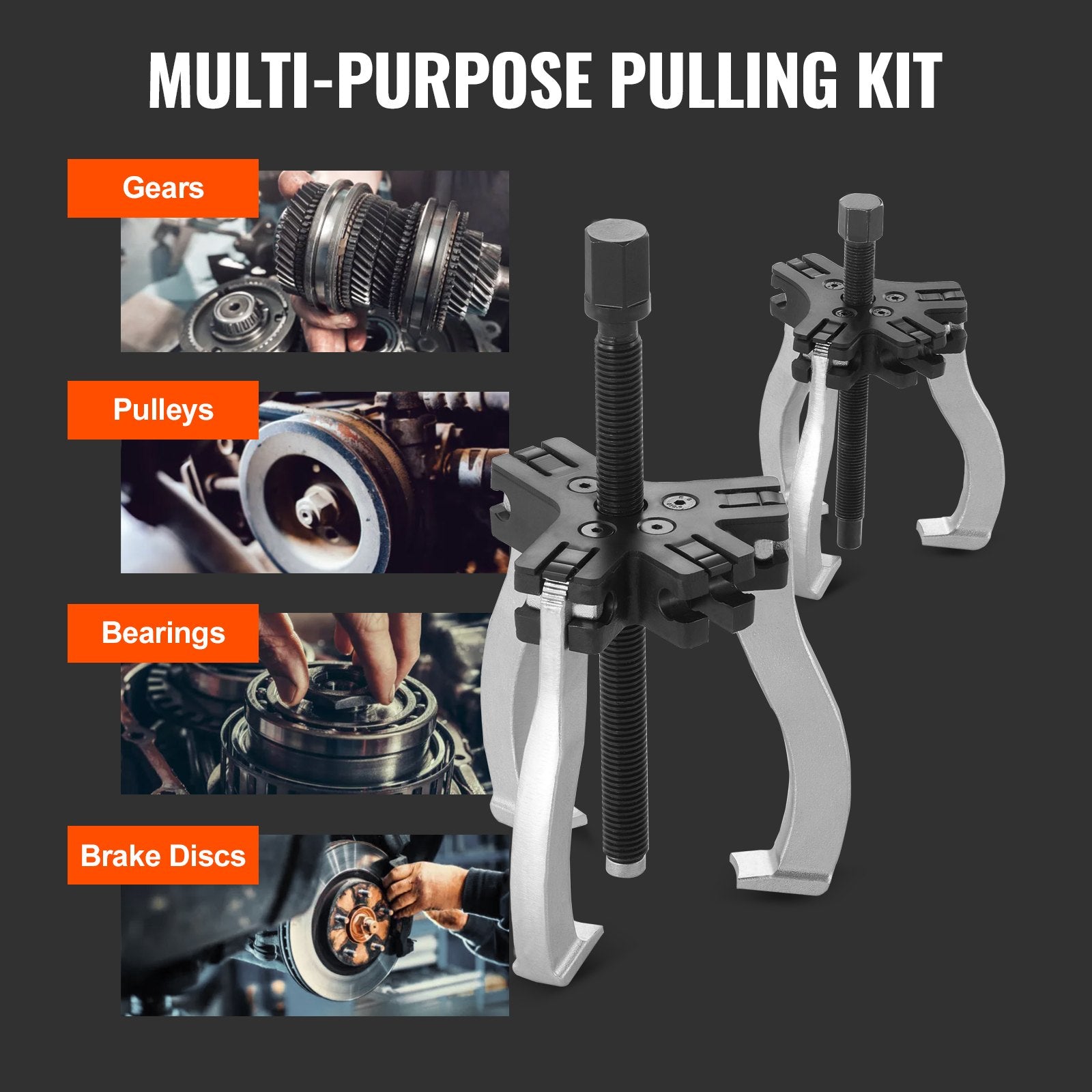 Gear Puller Set 2-Piece 3 and 7 Inch 3-Jaw Reversible Bearings Flywheels