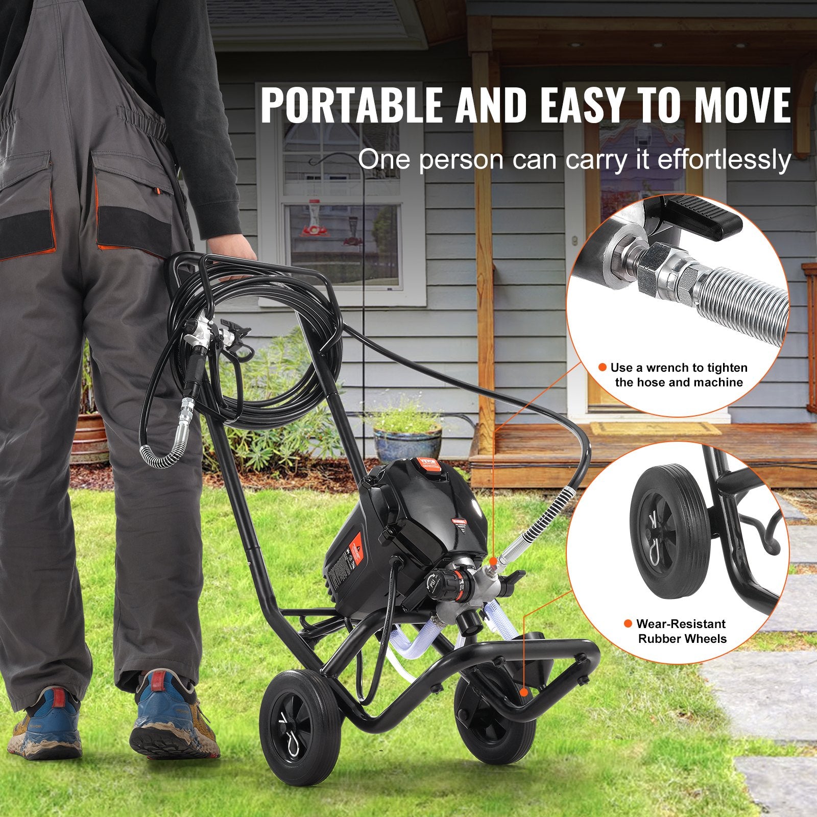 Stand Airless Paint Sprayer 750W 3000PSI Electric with Cart for Home Use