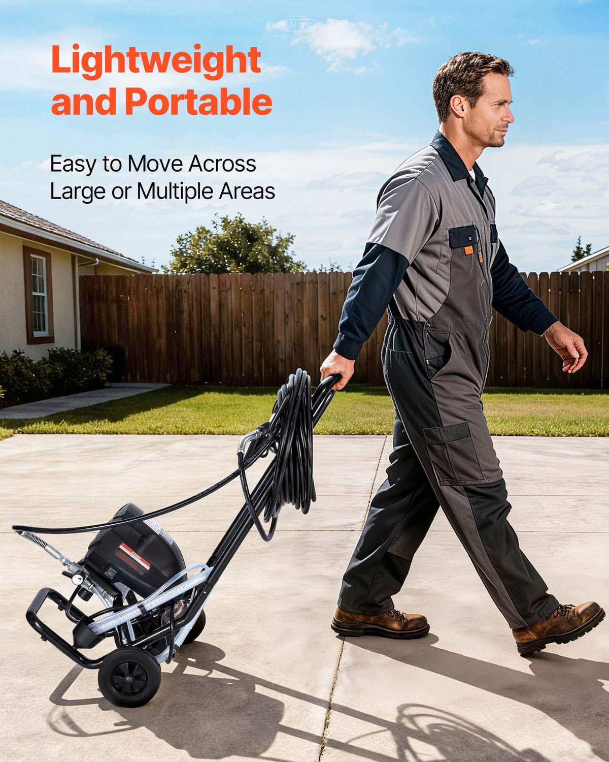 St& Airless Paint Sprayer 650W 3000PSI with Cart, Hose, Nozzles & Extension Rod
