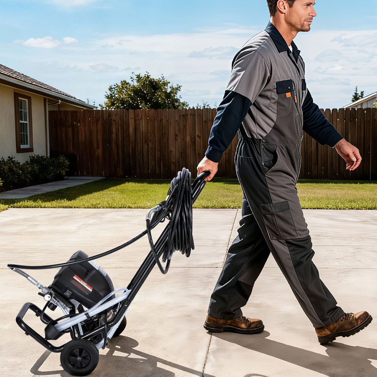 St& Airless Paint Sprayer 650W 3000PSI with Cart, Hose, Nozzles & Extension Rod