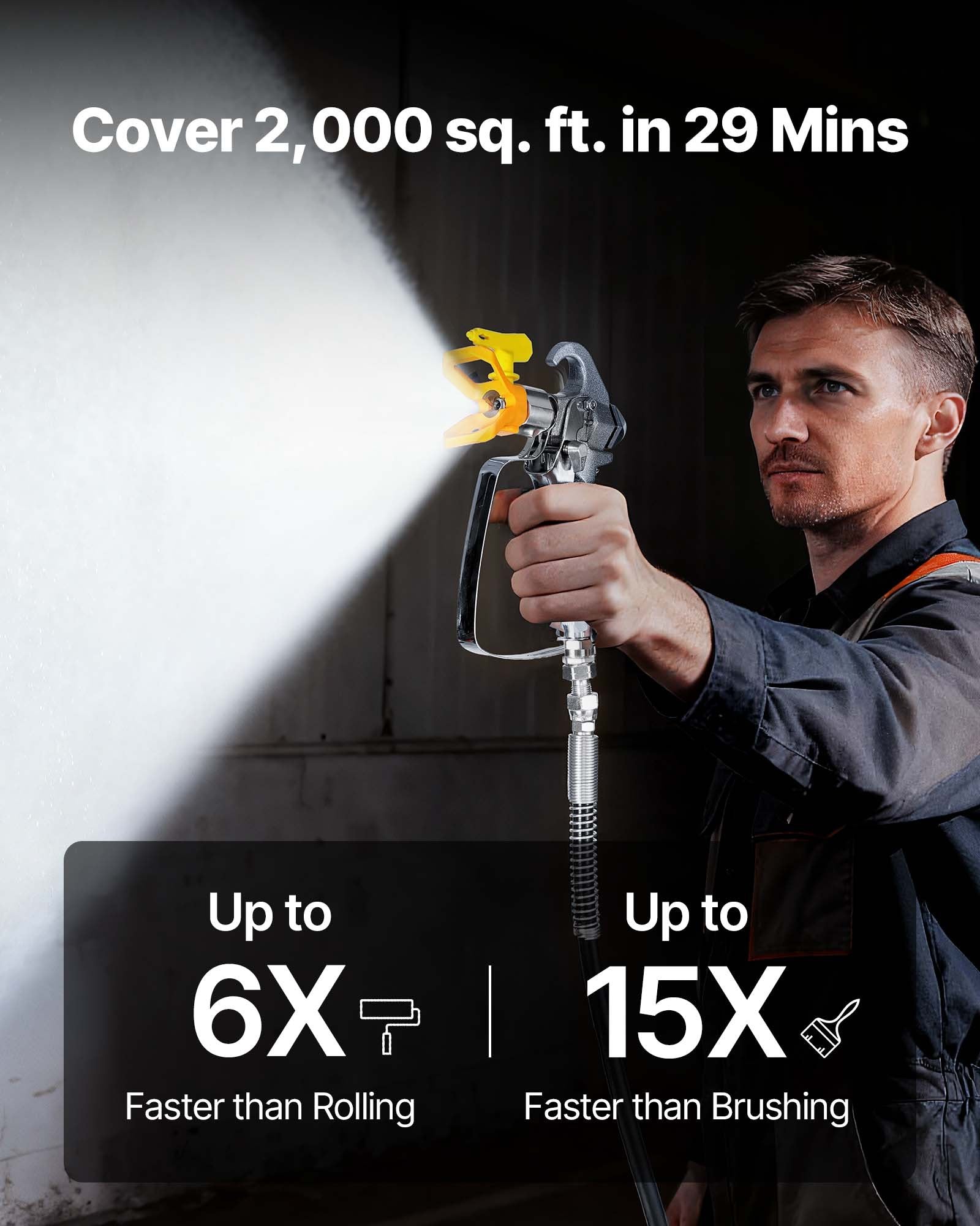 Stand Airless Paint Sprayer 900W 3300PSI High Pressure Hose Extension Nozzles