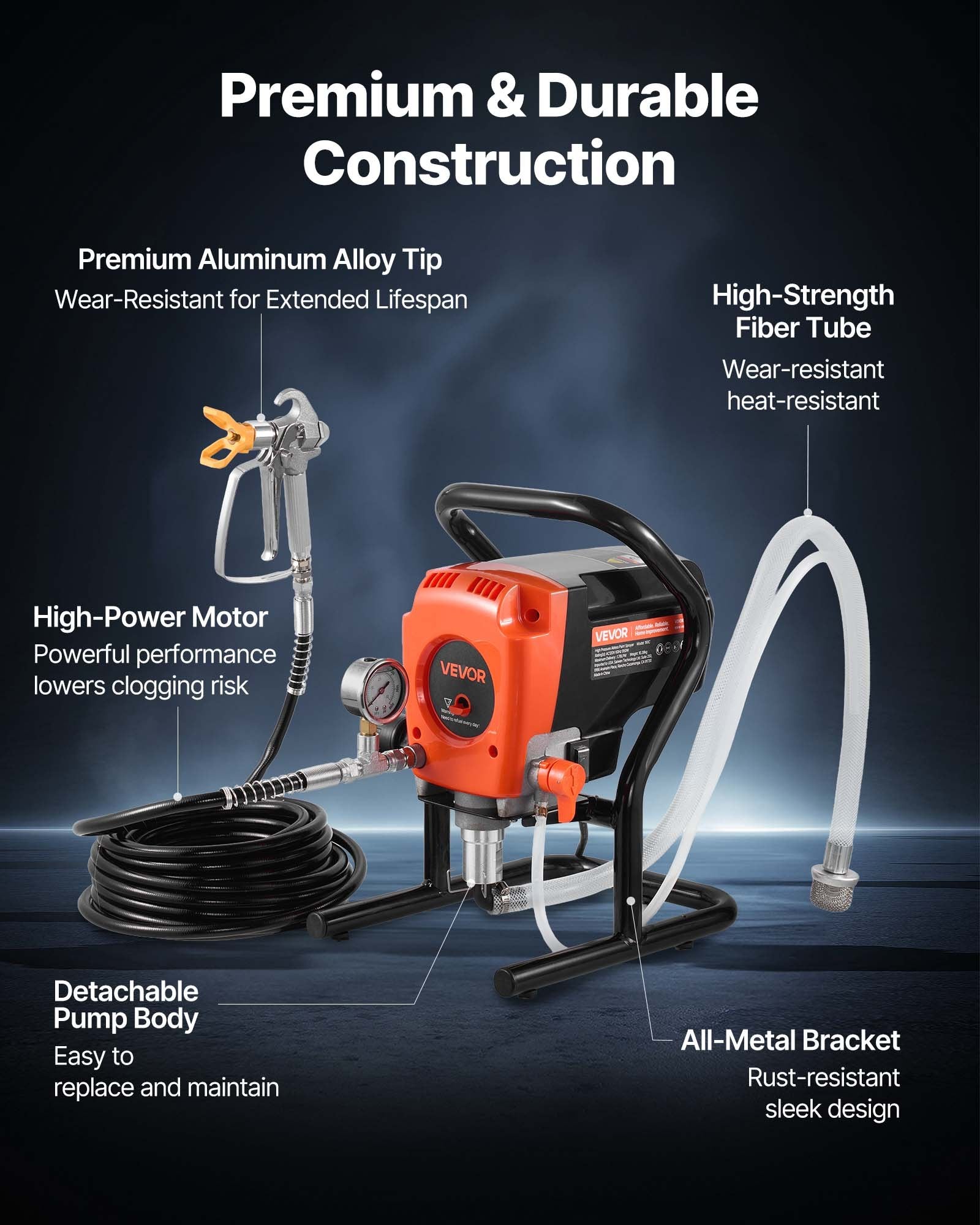 Stand Airless Paint Sprayer 900W 3300PSI High Pressure Hose Extension Nozzles