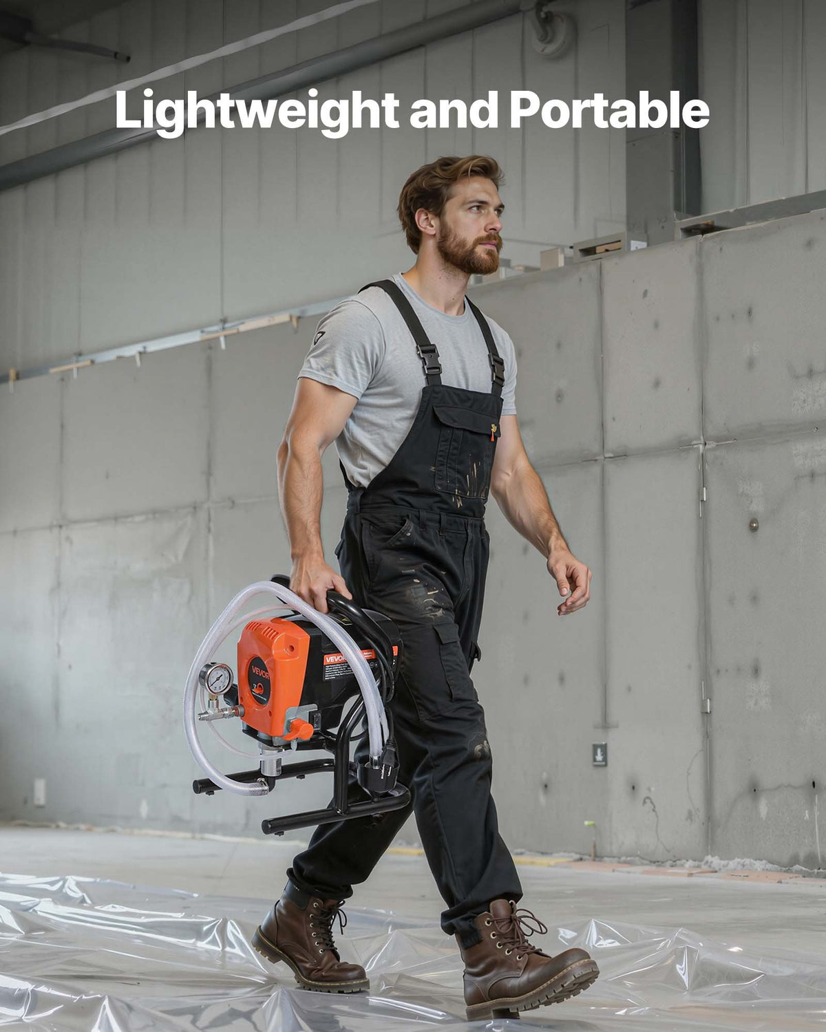 Stand Airless Paint Sprayer 900W 3300PSI High Pressure Hose Extension Nozzles