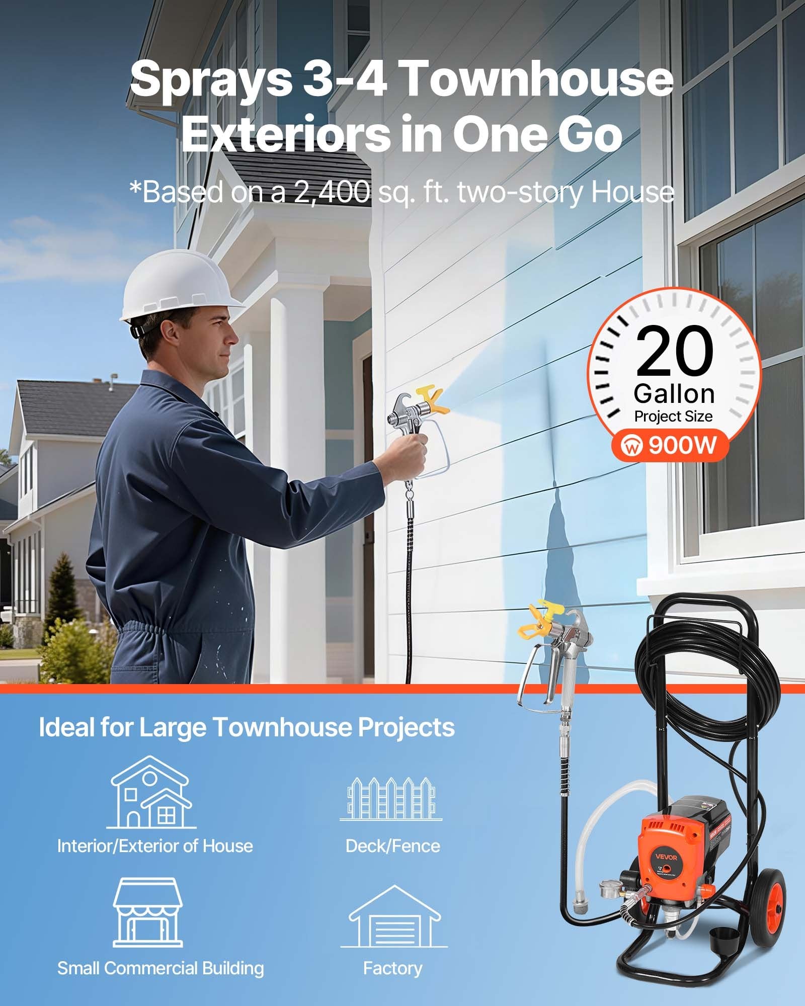 Stand Airless Paint Sprayer 950W 3300PSI High Pressure with Cart Hose Nozzles