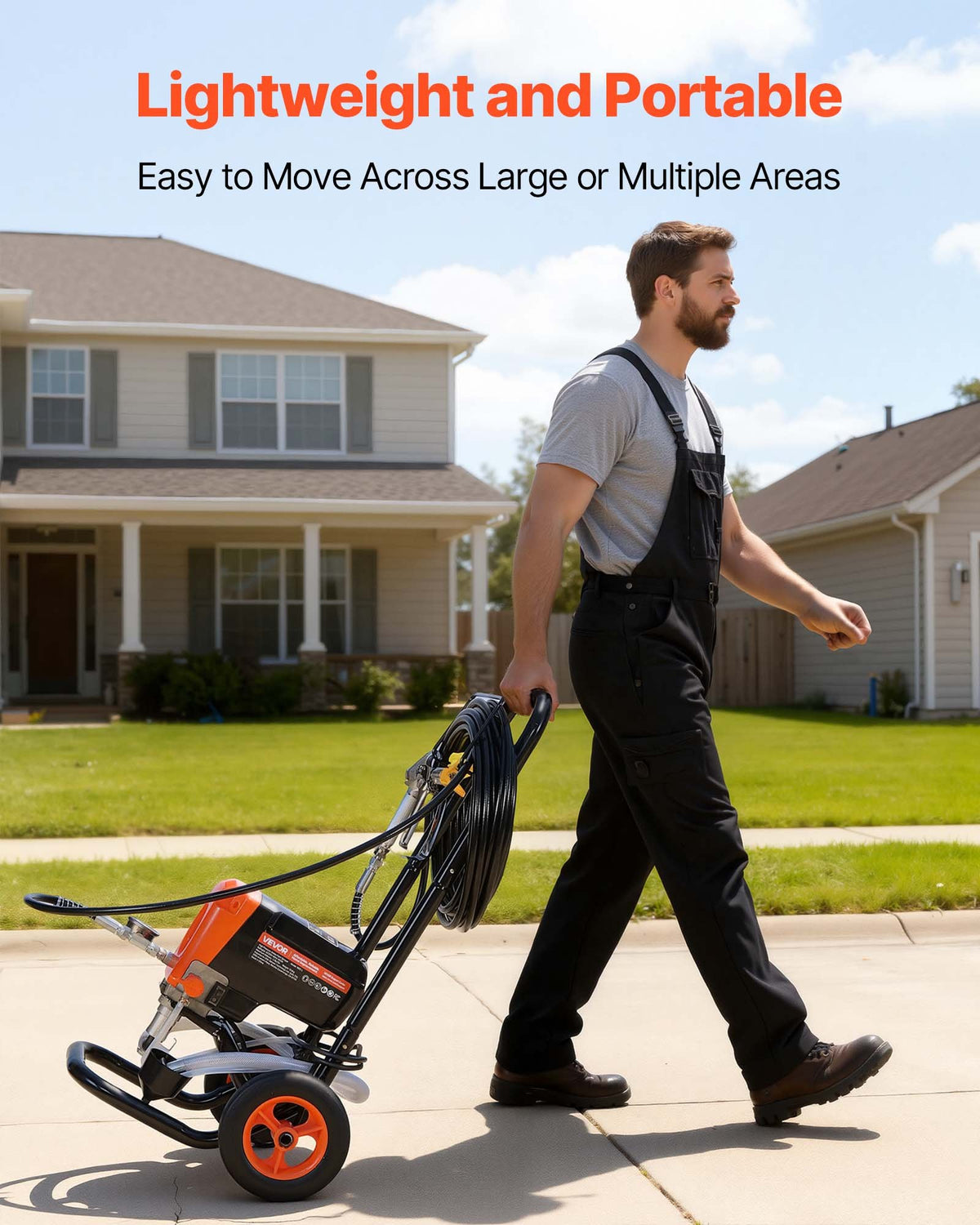 Stand Airless Paint Sprayer 950W 3300PSI High Pressure with Cart Hose Nozzles