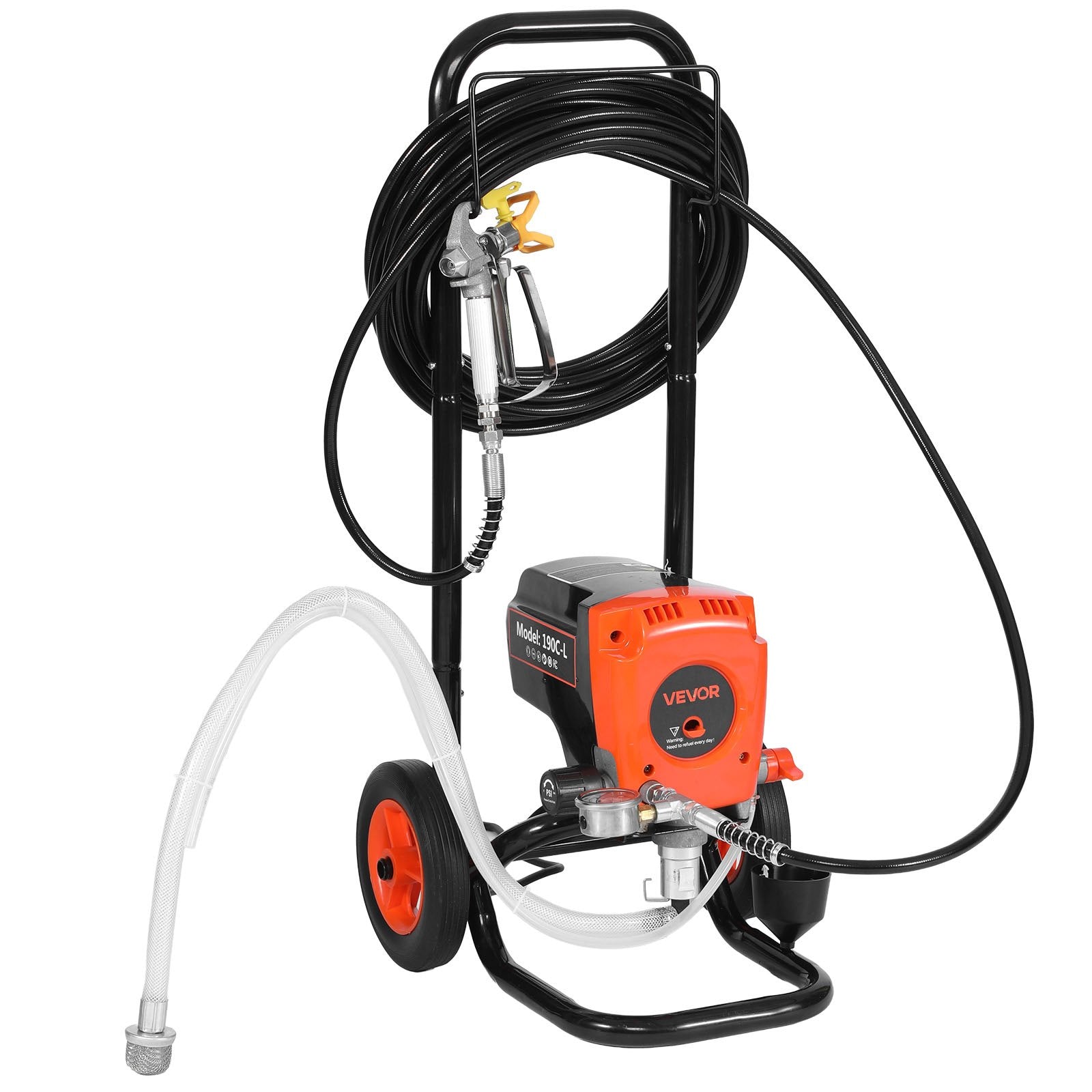Stand Airless Paint Sprayer 950W 3300PSI High Pressure with Cart Hose Nozzles