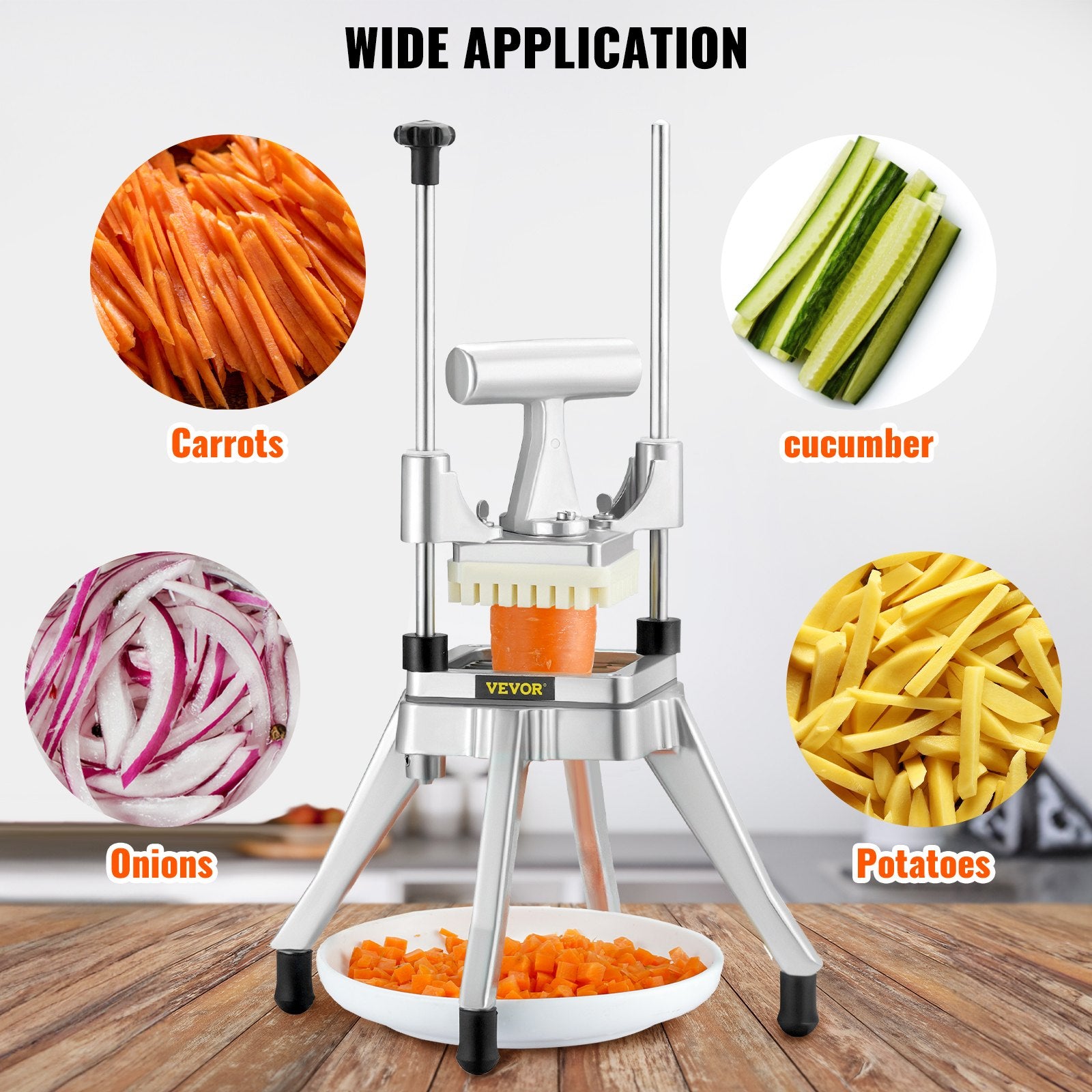 Commercial Vegetable Fruit Chopper 1/4" Blade Heavy-Duty Stainless Steel Cutter