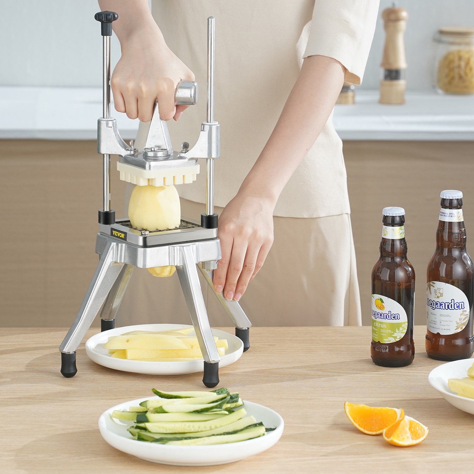 Commercial Vegetable Fruit Chopper 1/4" Blade Heavy-Duty Stainless Steel Cutter