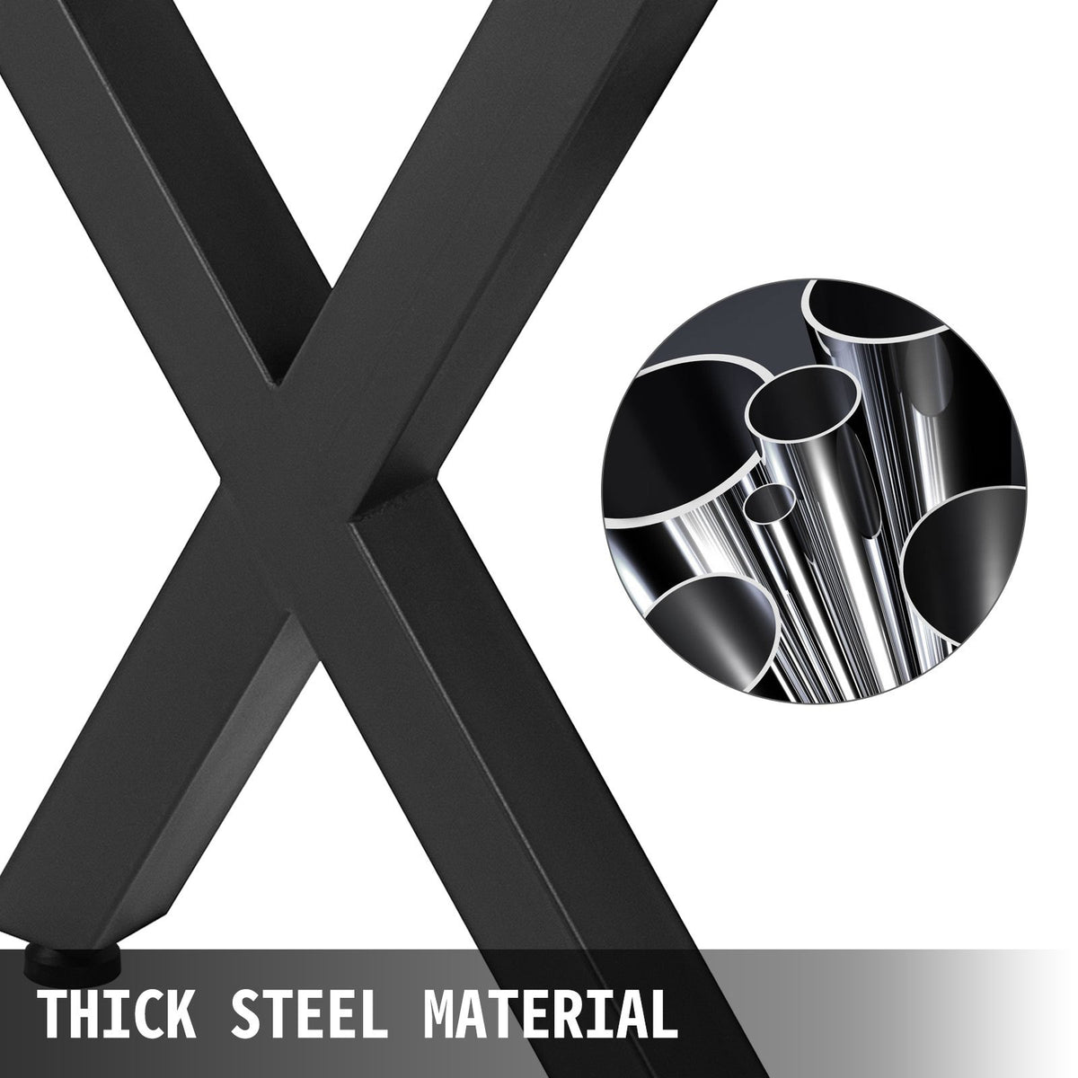 Steel Table Legs Set of 2, 16x15x3.1 Inch Black Heavy Duty X Frame Dining Legs
