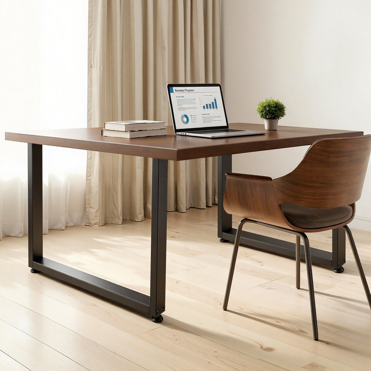 Table Legs 750x900mm Square Steel Heavy Duty 1000kg Set of 2 Black Office Desk