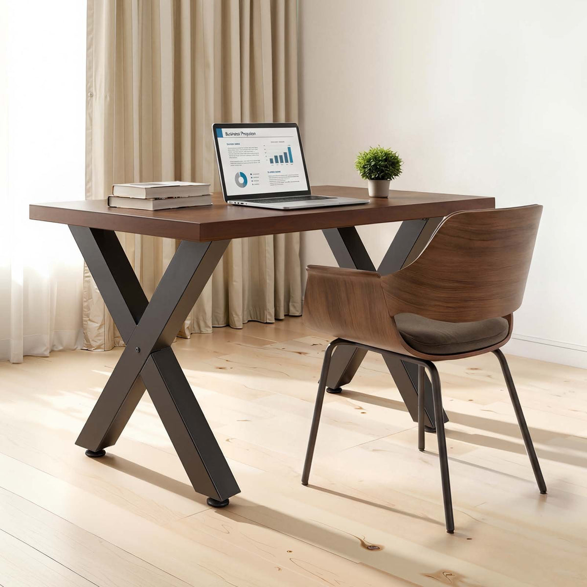 Table Legs 750x600mm Steel X Frame Heavy Duty 1000kg Desk Bar Workbench 2PCS