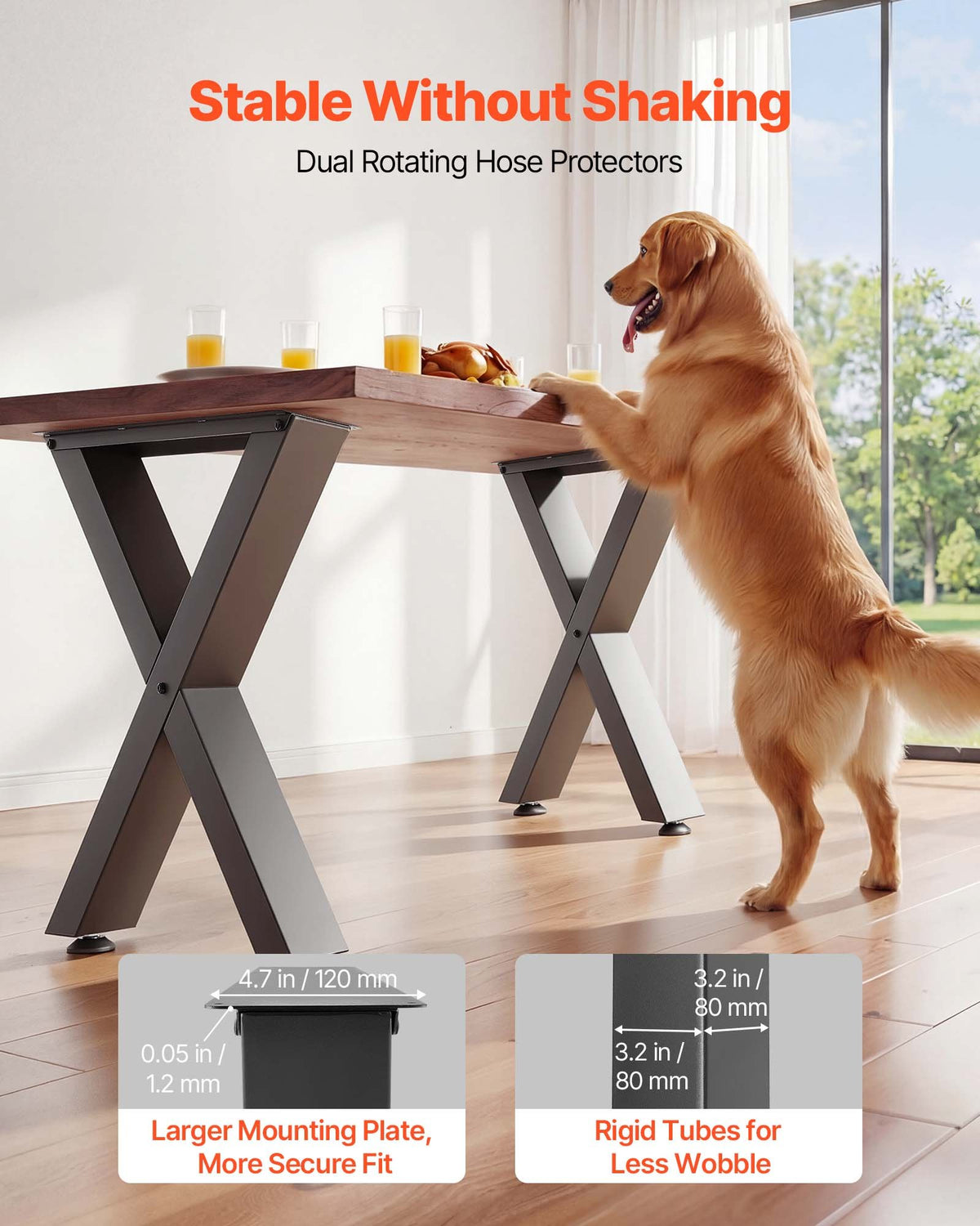 Table Legs 2PCS 750x760mm Steel X Frame 1000kg Load Modular Easy Assembly Black