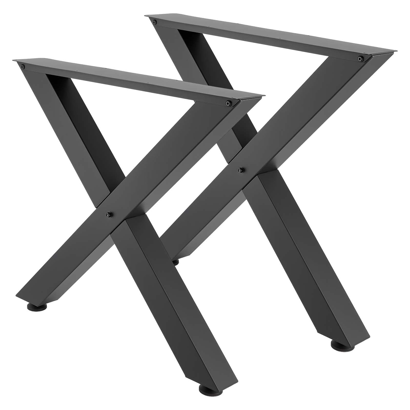 Table Legs 2PCS 750x760mm Steel X Frame 1000kg Load Modular Easy Assembly Black