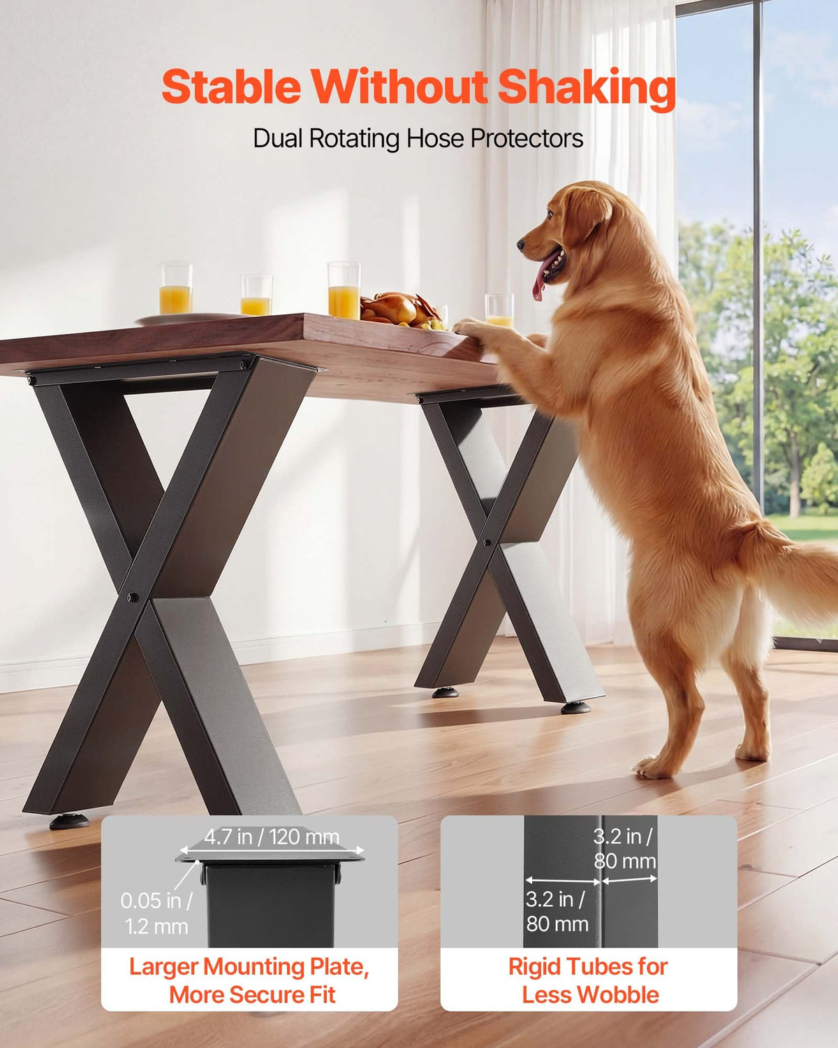 Table Legs 750x790mm Steel X Frame 1000kg Heavy Duty Easy Assembly 2PCS Black
