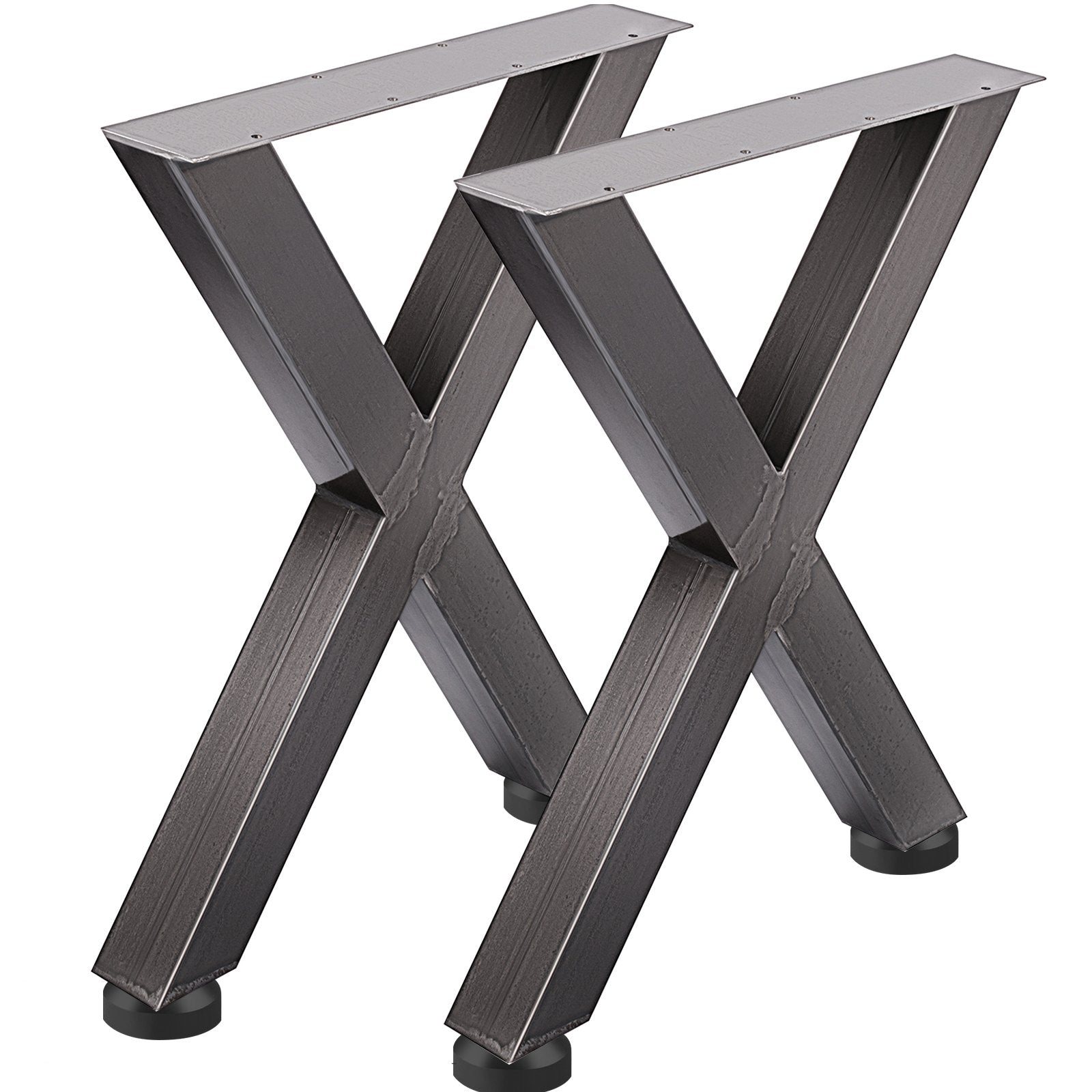 Iron Table Legs Set of 2 28"x24" Heavy Duty Square Box X Frame Black Metal