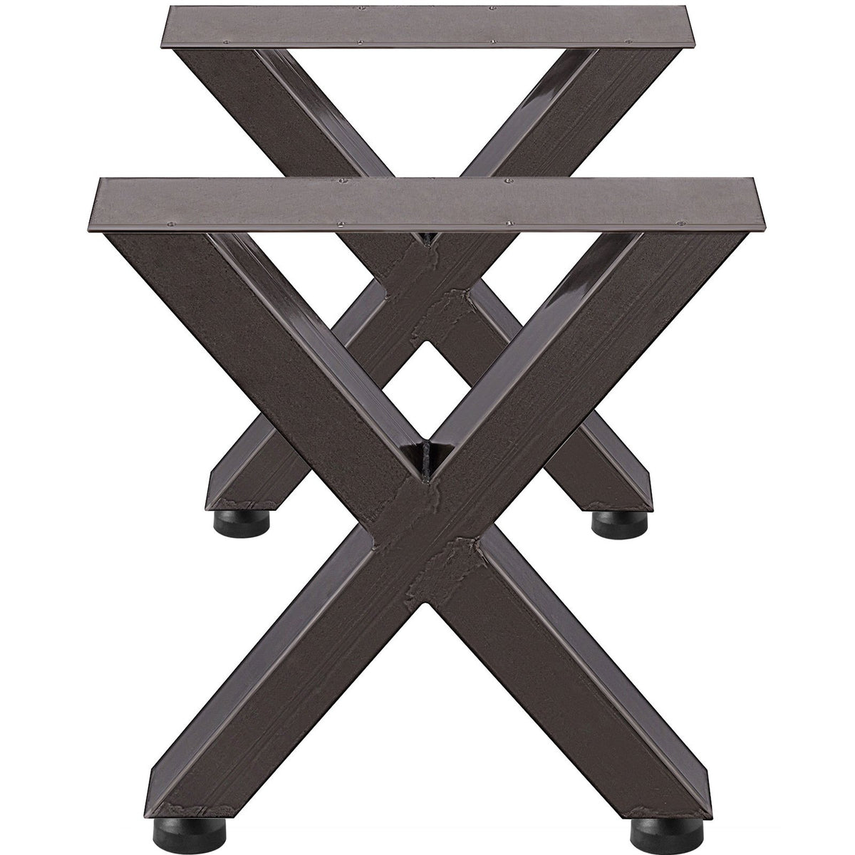 Iron Table Legs Set of 2 28"x24" Heavy Duty Square Box X Frame Black Metal