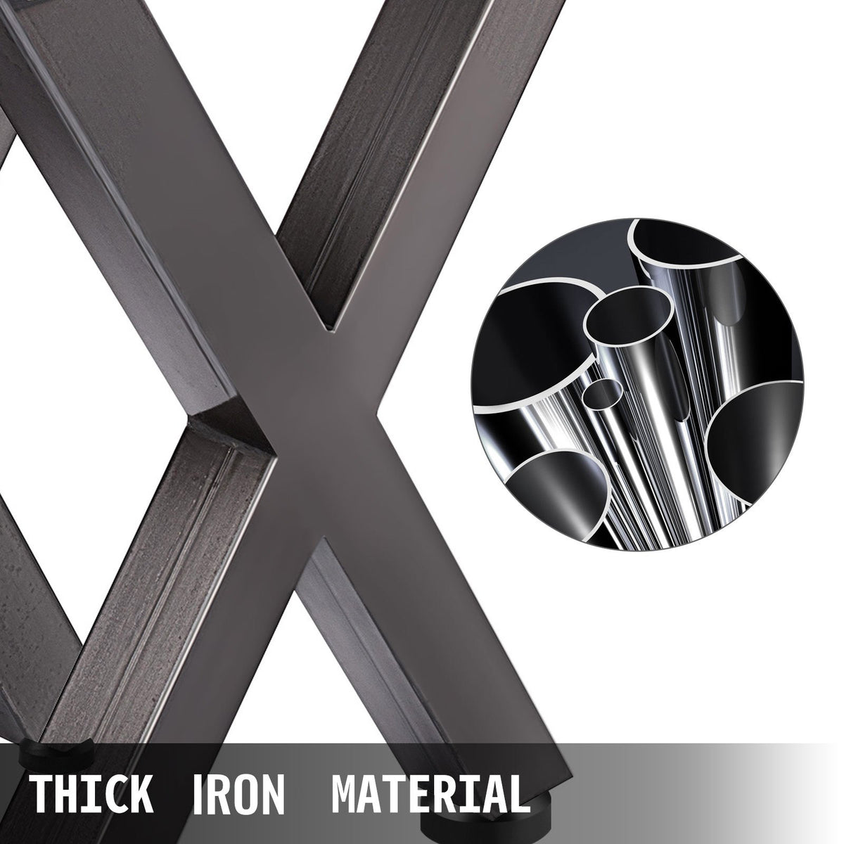 Iron Table Legs Set of 2 28"x24" Heavy Duty Square Box X Frame Black Metal