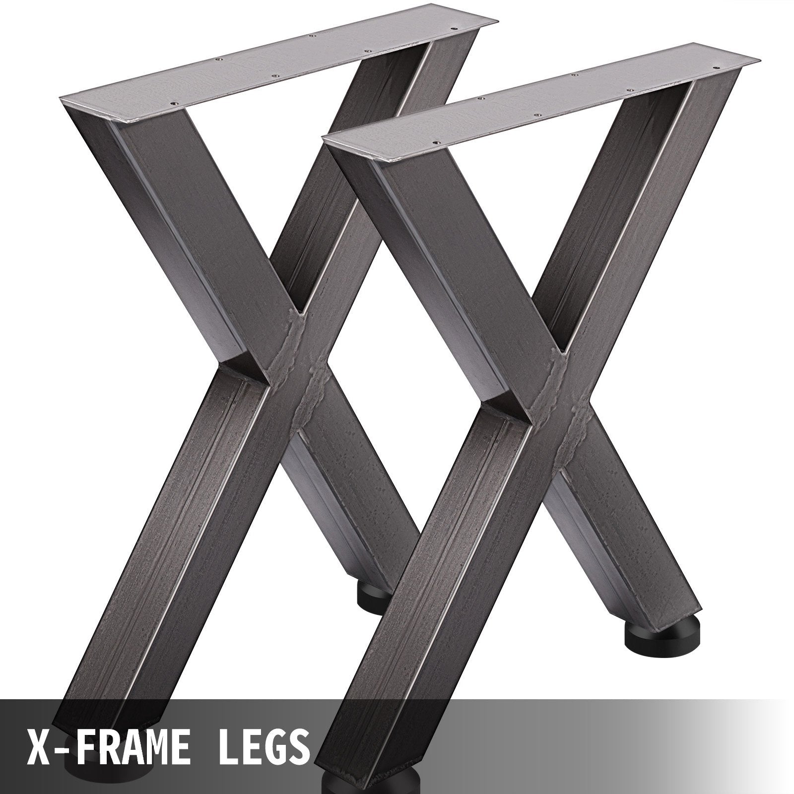 Iron Table Legs Set of 2 28"x24" Heavy Duty Square Box X Frame Black Metal