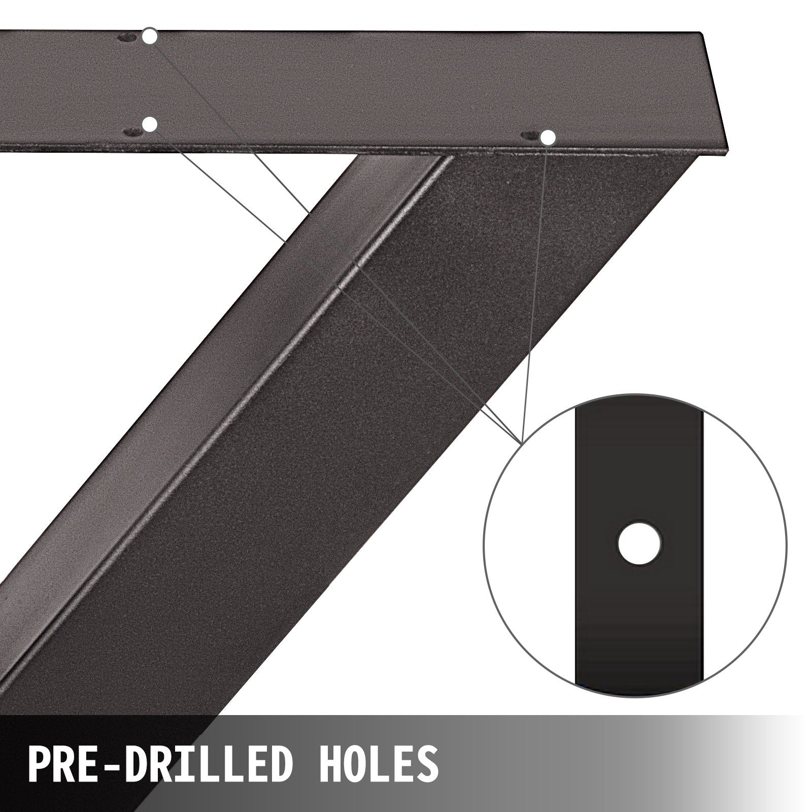 Iron Table Legs Set of 2 28"x24" Heavy Duty Square Box X Frame Black Metal
