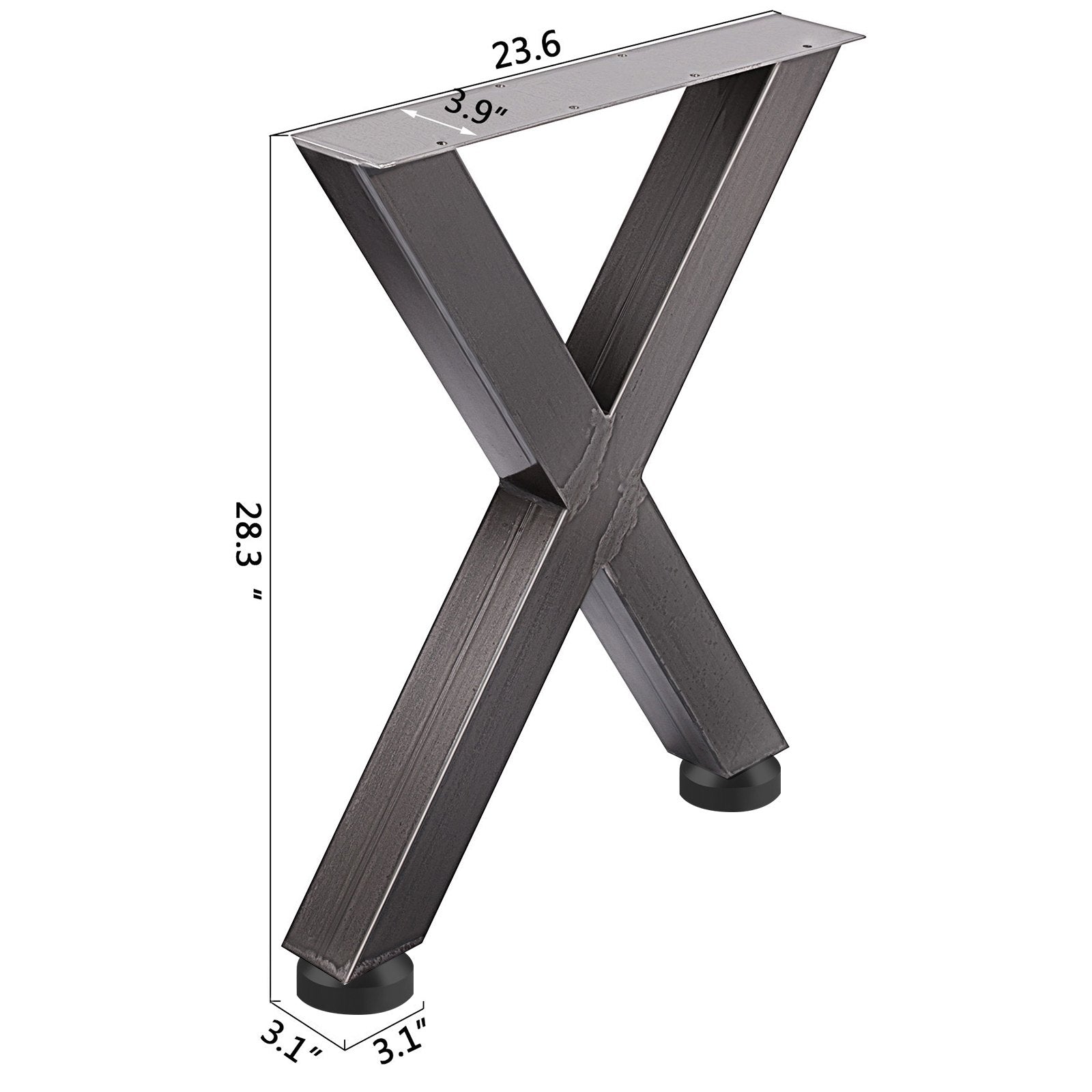 Iron Table Legs Set of 2 28"x24" Heavy Duty Square Box X Frame Black Metal