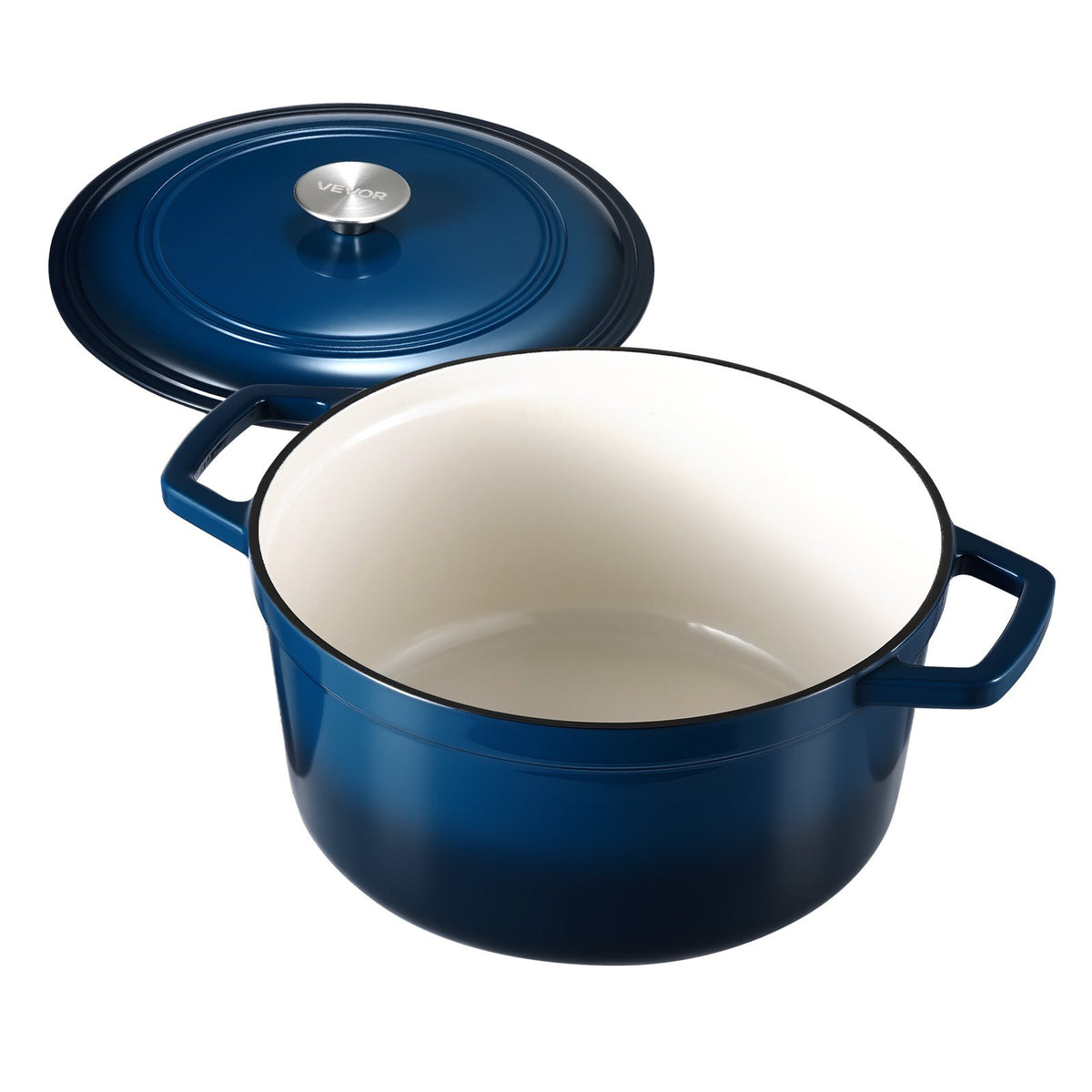 Enameled Cast Iron Dutch Oven 5.7L Lid Dual Handles Oven Induction Safe Blue