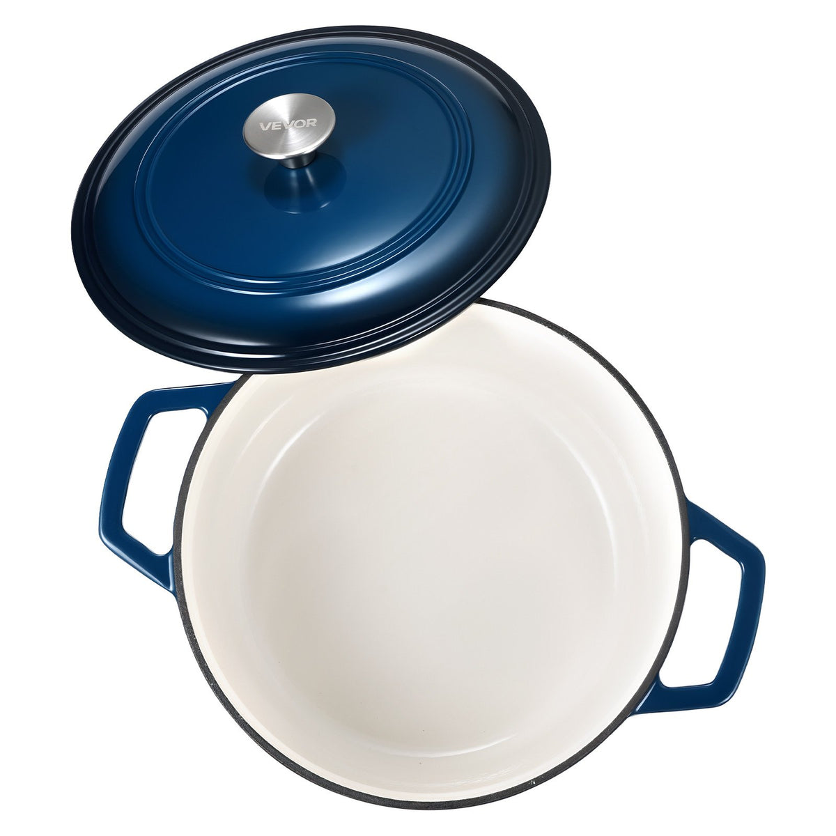 Enameled Cast Iron Dutch Oven 5.7L Lid Dual Handles Oven Induction Safe Blue