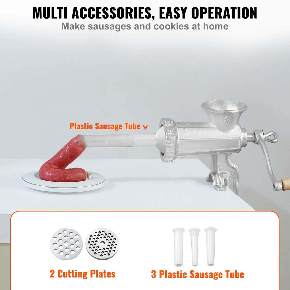 Manual Meat Grinder Heavy Duty Cast Iron with Steel Table Clamp