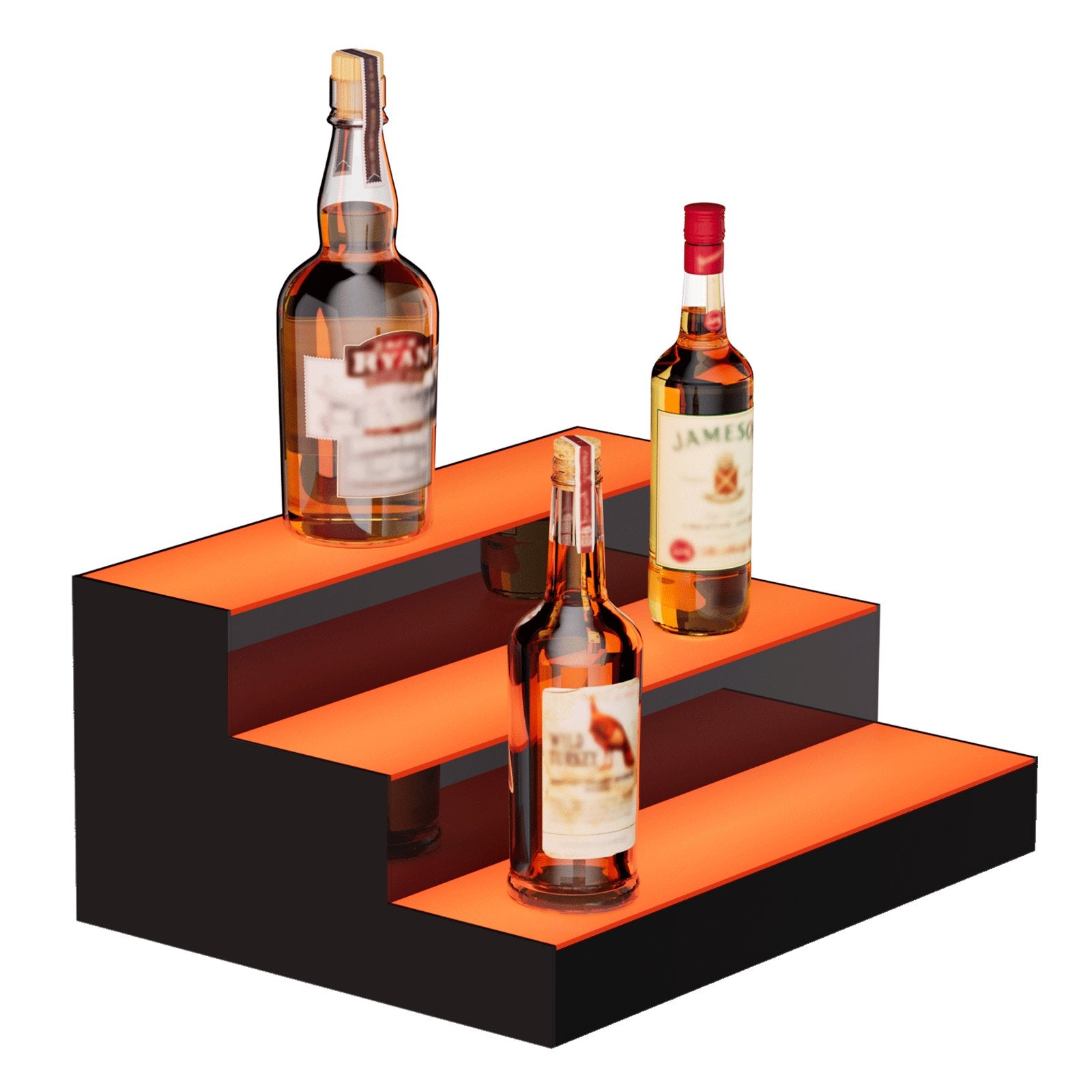 LED Lighted Liquor Bottle Display 3-Tier 16in Acrylic Bar Shelf Multicolor
