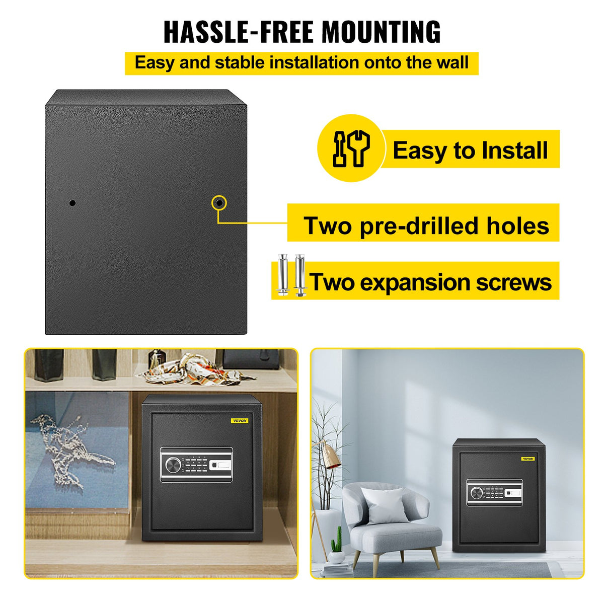 1.7 Cu Ft Fingerprint Safe Box with Keypad and 2 Keys for Home Office Hotel