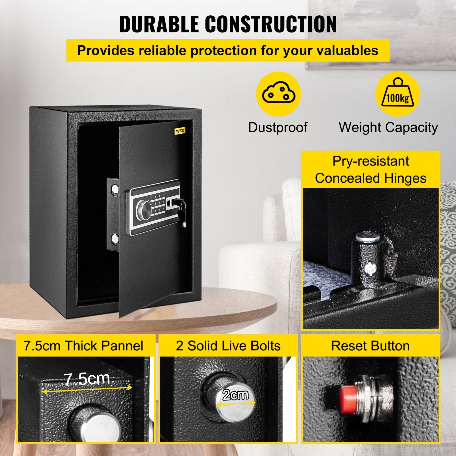 Safe Box Lock 2.1 Cubic Feet Digital Security Safe for Home and Office
