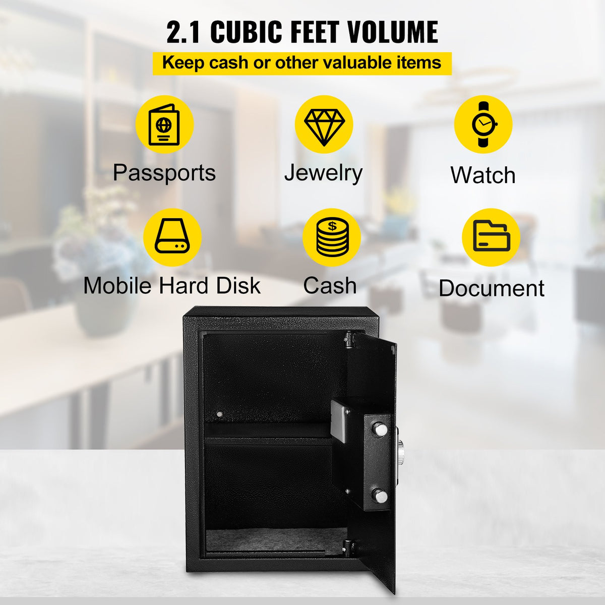 Safe Box Lock 2.1 Cubic Feet Digital Security Safe for Home and Office