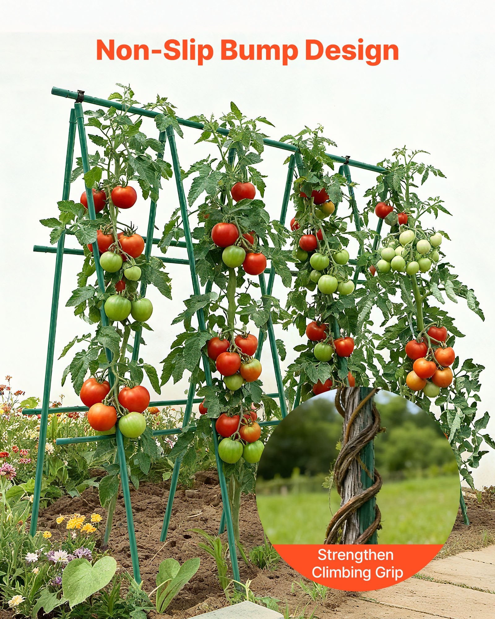 Garden Stakes 50 Pack 1800mm Plastic Coated Metal Tomato Plant Support Sticks