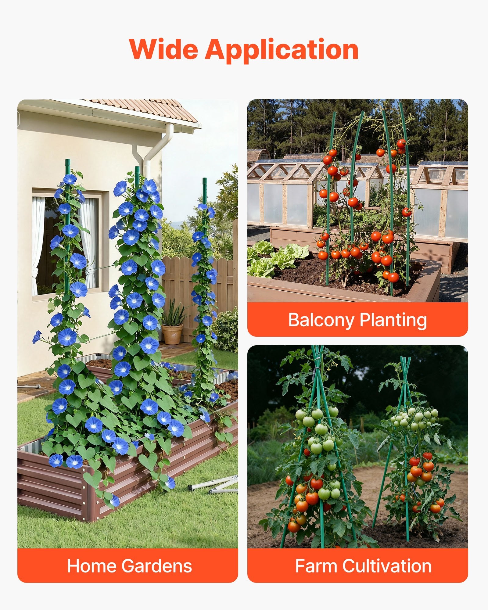 Garden Stakes 50 Pack 1800mm Plastic Coated Metal Tomato Plant Support Sticks