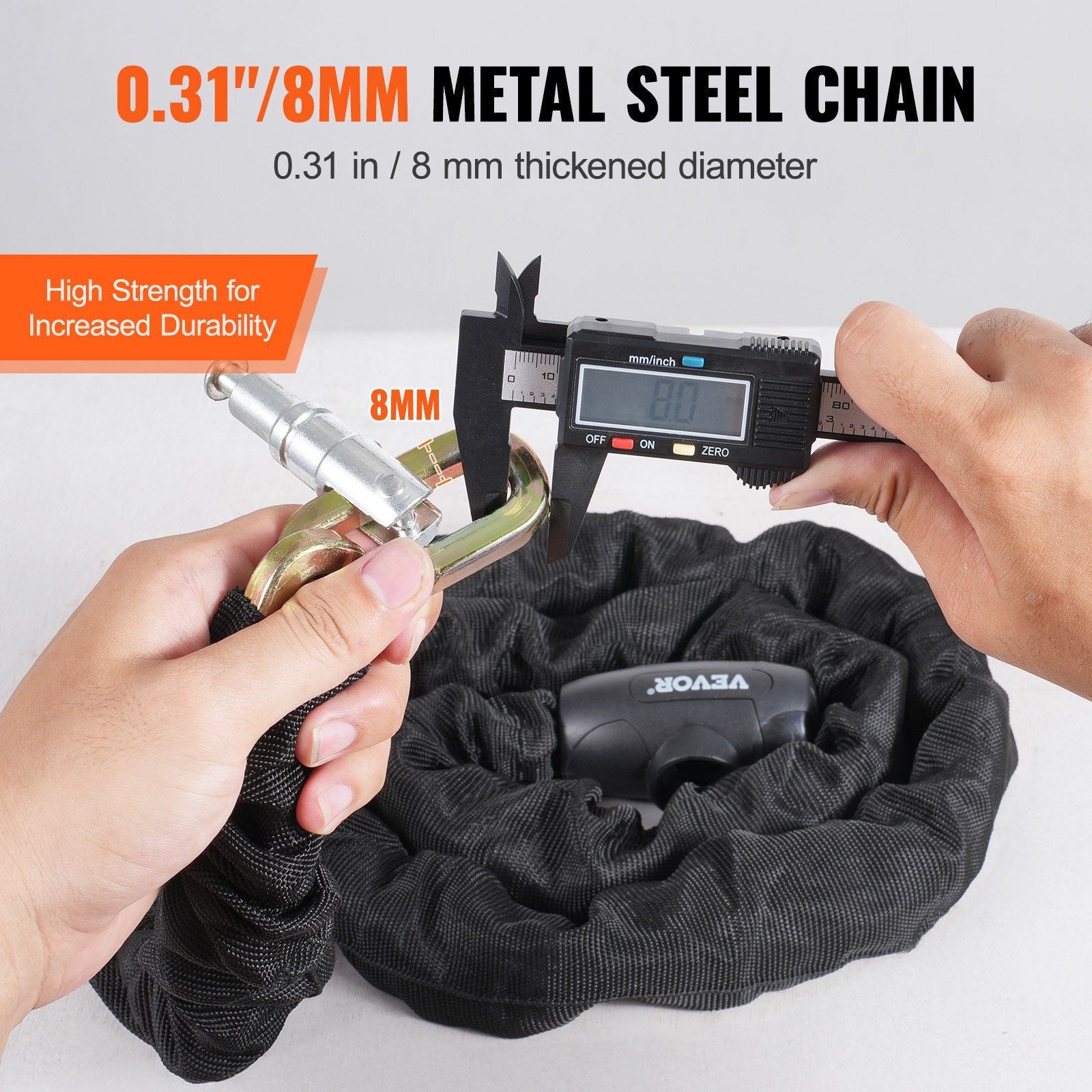 Bike Chain Lock 3.94 Ft 8mm Heavy Duty Combination Lock with 4 Keys for Security