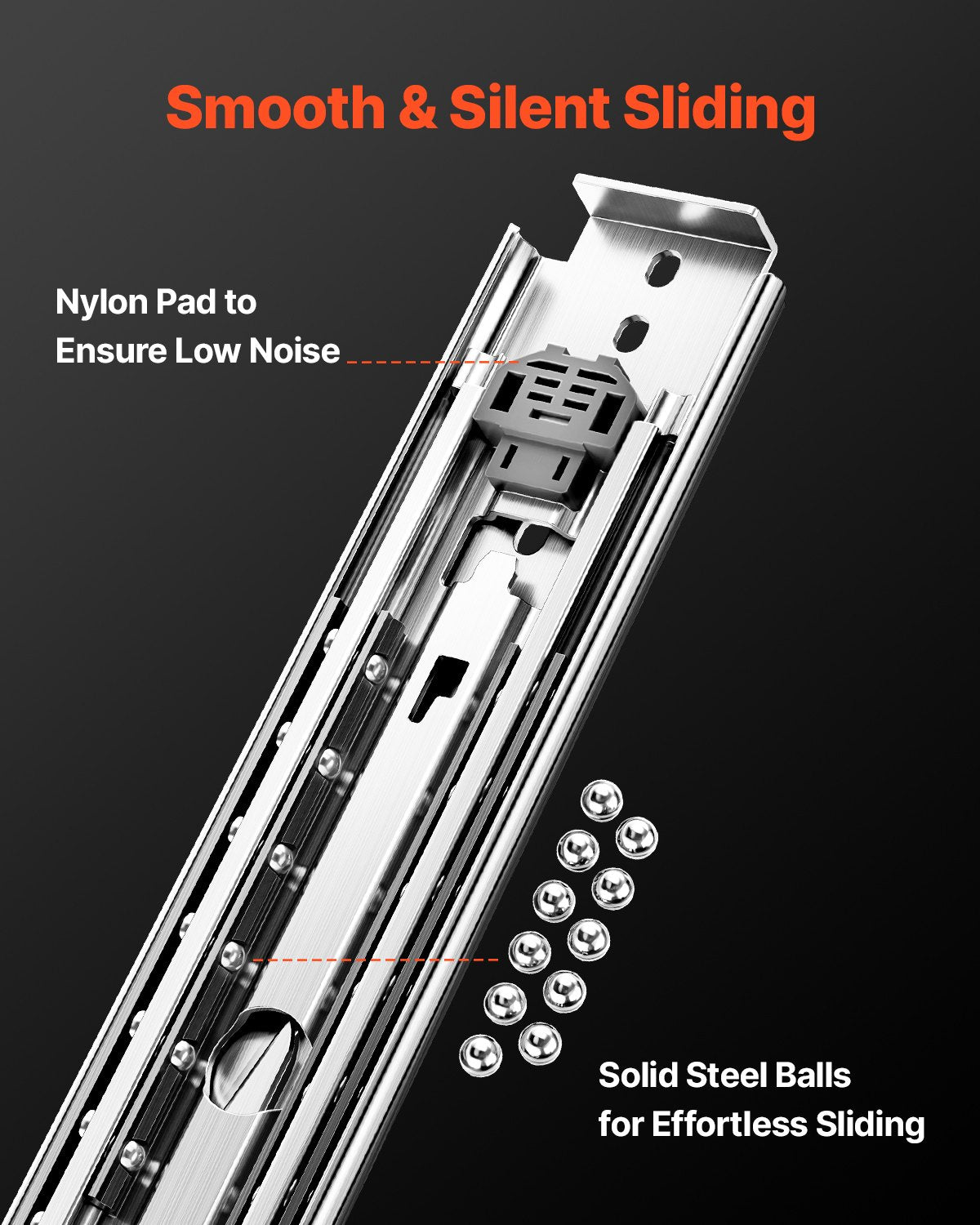 Drawer Slides Full Extension 18-60 Inch 500 LBS Ball Bearing Side Mount Locking