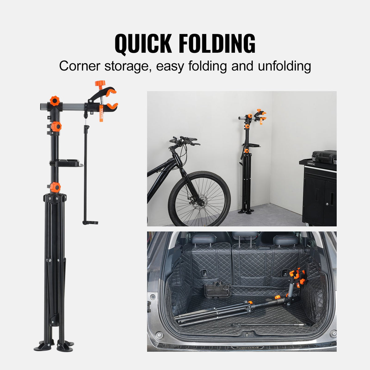Bike Repair Stand 80 lbs Heavy-Duty Adjustable Steel Workstand Magnetic Tray