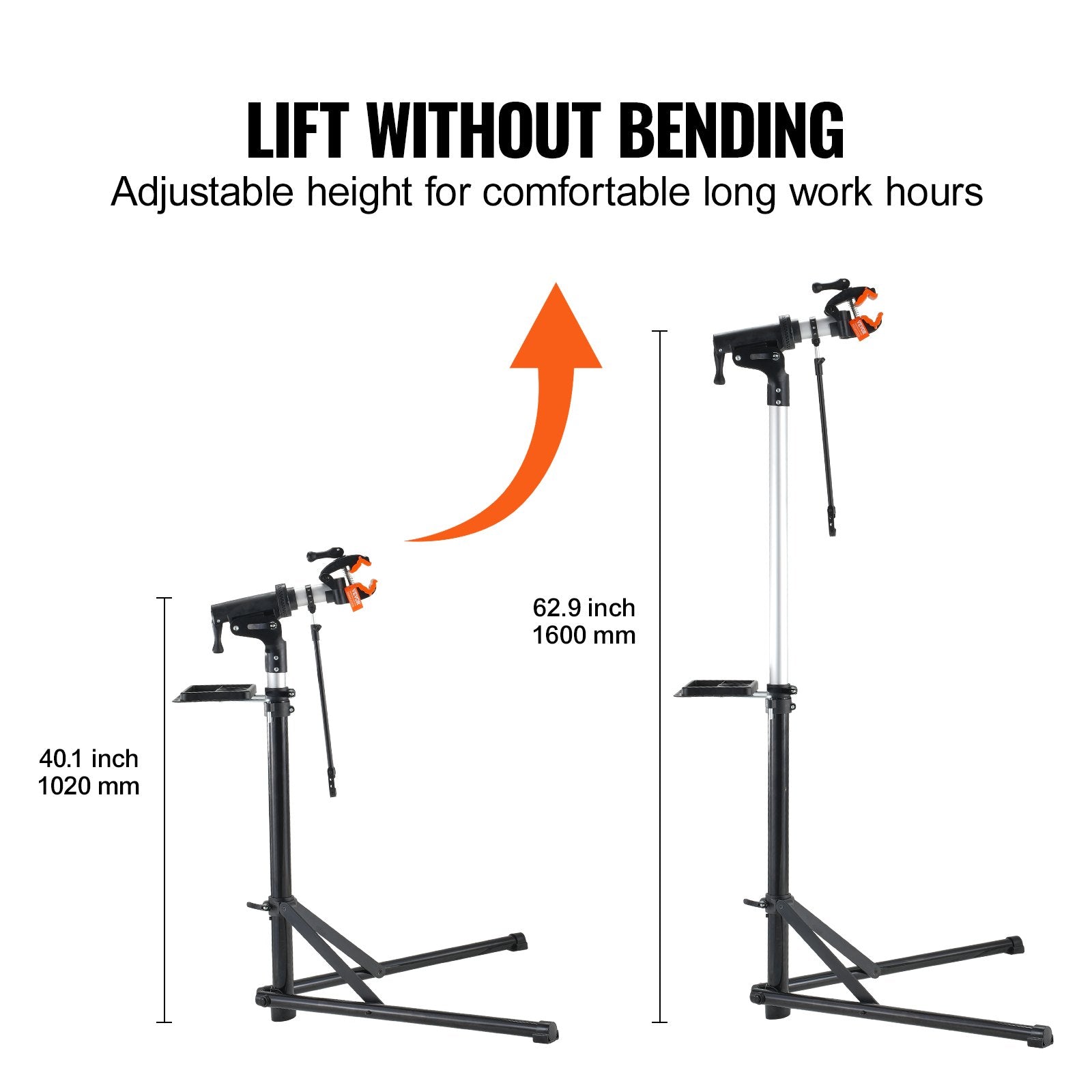 Bike Repair Stand 66lbs Heavy-Duty Aluminum Adjustable Foldable with Tool Tray