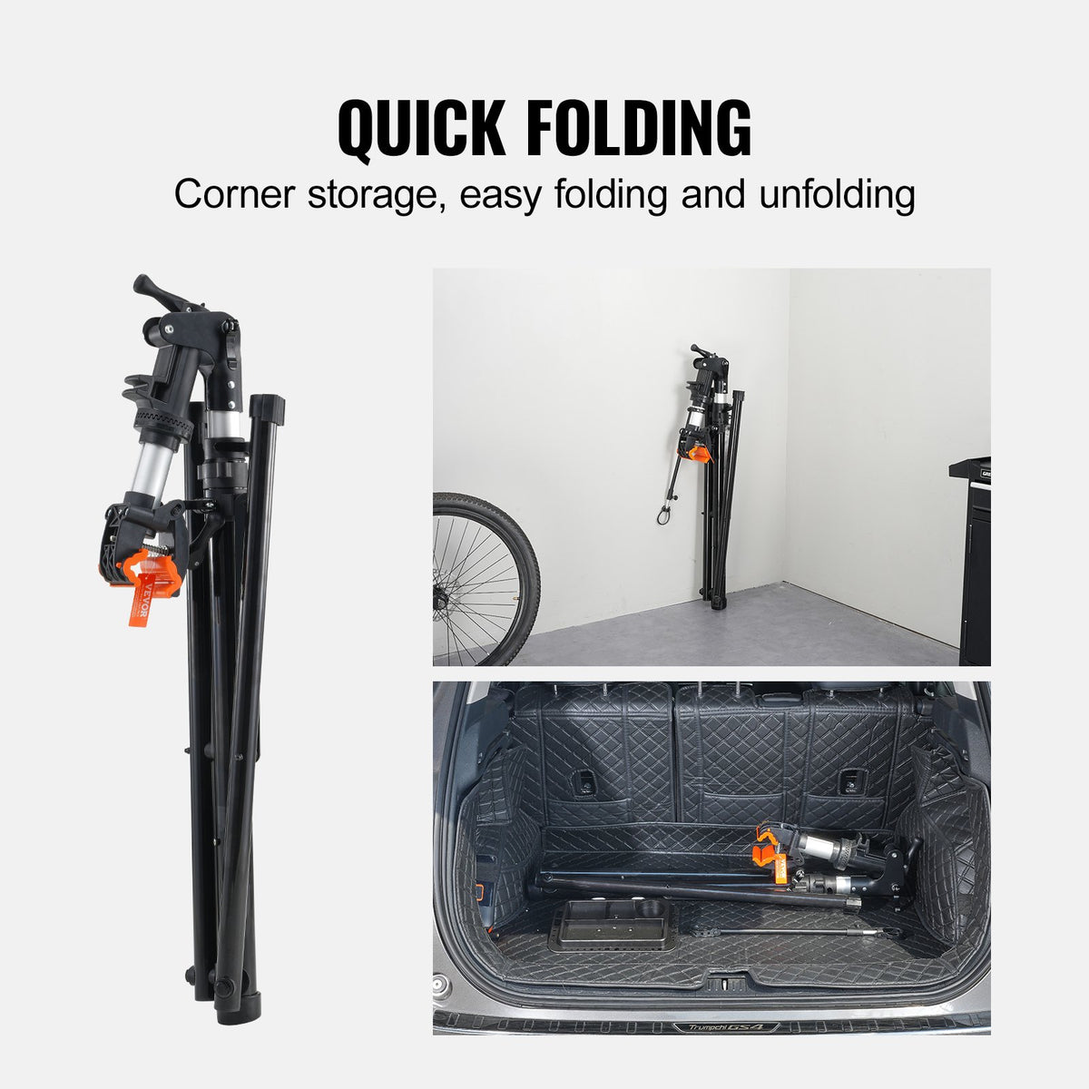 Bike Repair Stand 66lbs Heavy-Duty Aluminum Adjustable Foldable with Tool Tray