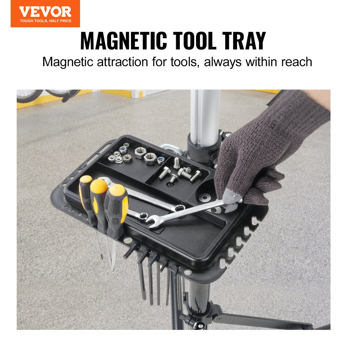 Bike Repair Stand 66lbs Heavy-Duty Aluminum Adjustable Foldable with Tool Tray